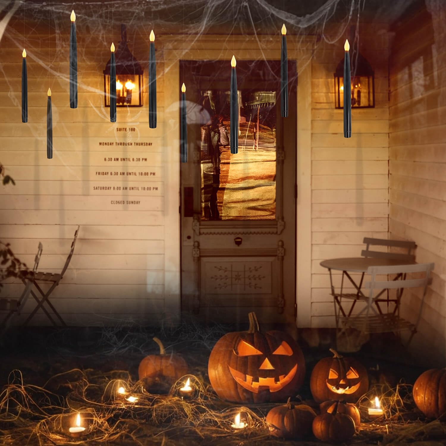 Leejec 10 Pcs Of 10.8 Floating Candles, Magic Wand Remote With 6/18H Timer, Halloween Decorations, Hanging Flameless Taper Candl