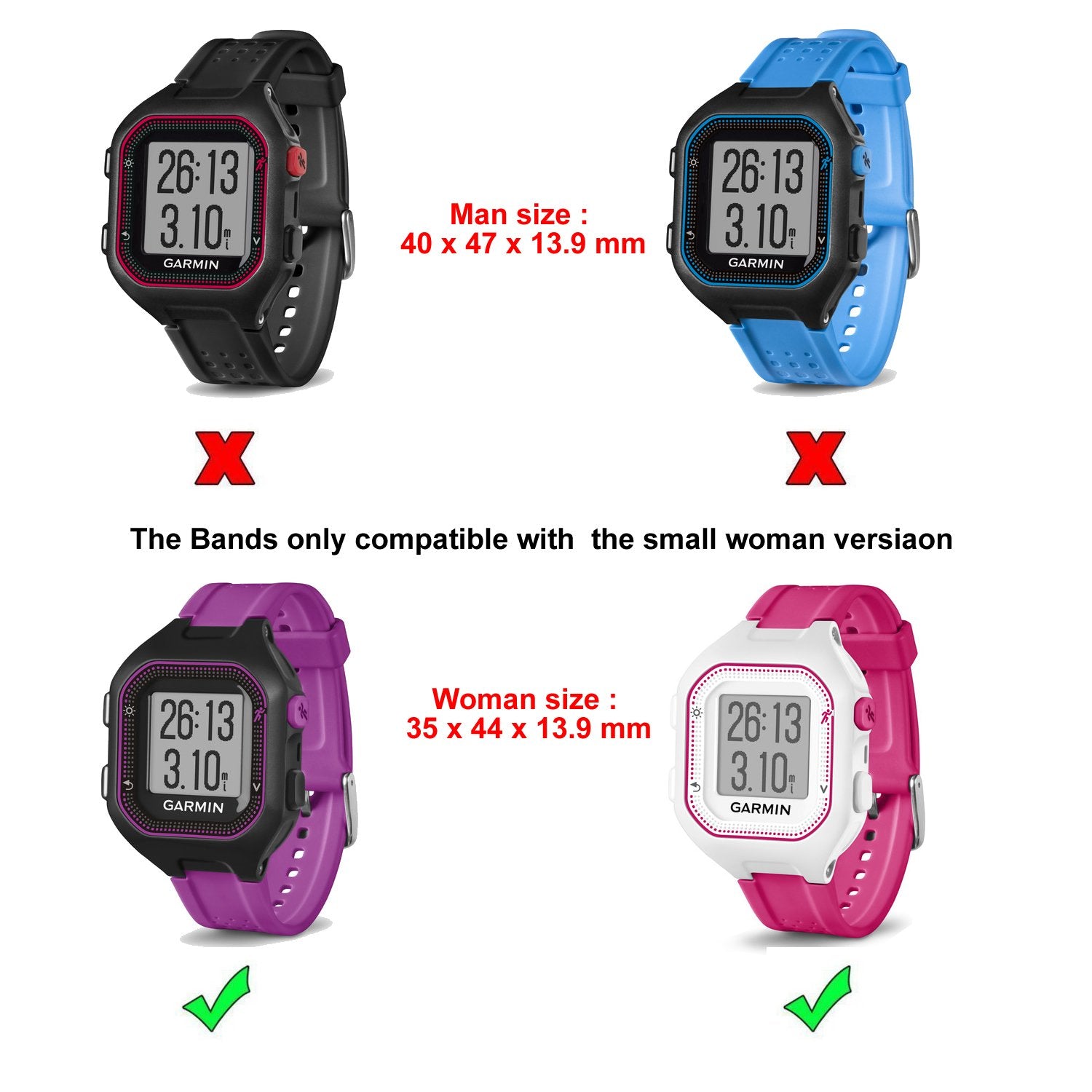 Fitturn Compatible With Garmin Forerunner 25 Charger Charging Clip Size Small Replacement Usb Charger Adapter Charge Cord Chargi