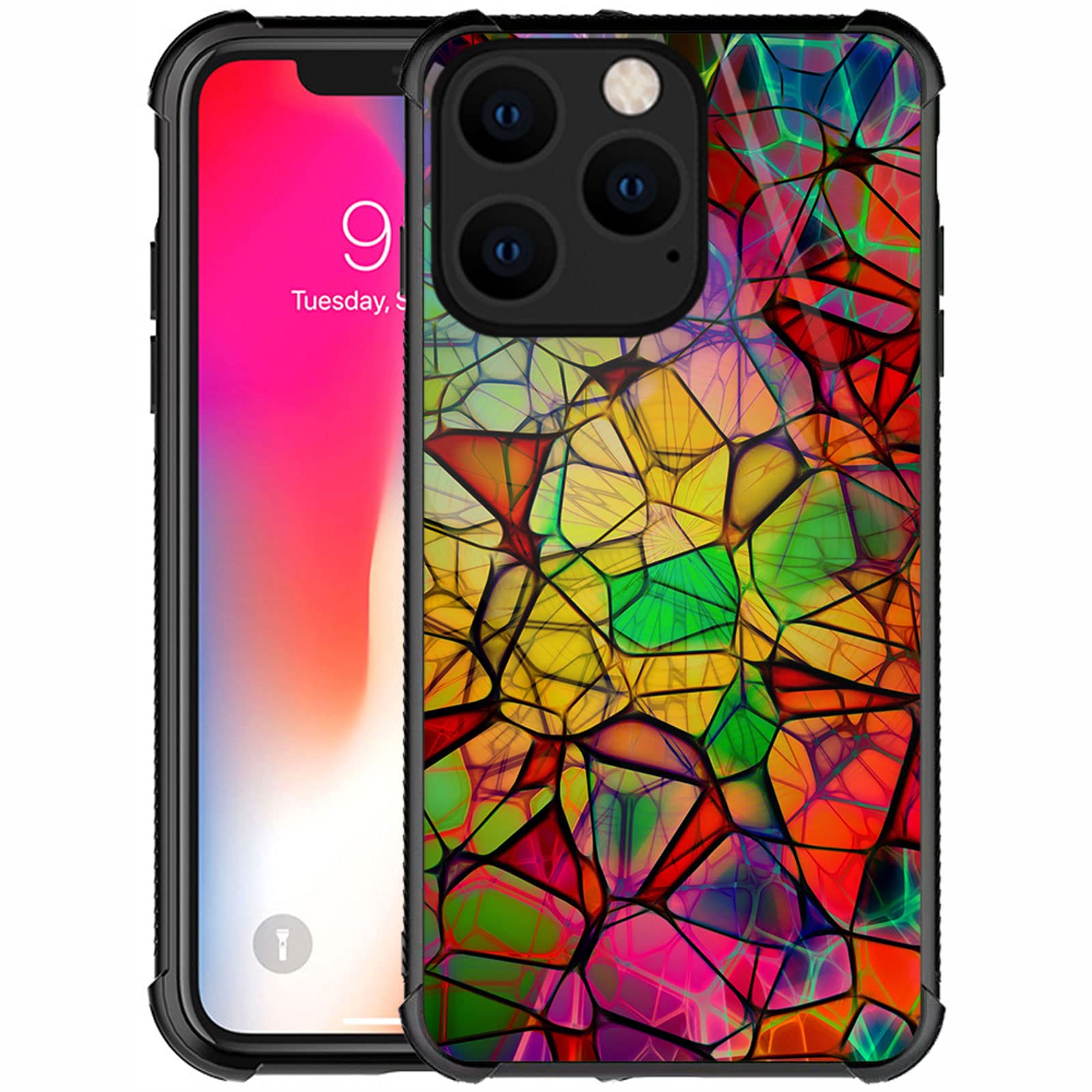 Carloca Compatible With Iphone 14 Pro Case,Colorful Squares Pattern Design For Girl Boy Shockproof Anti Scratch Case For Apple I