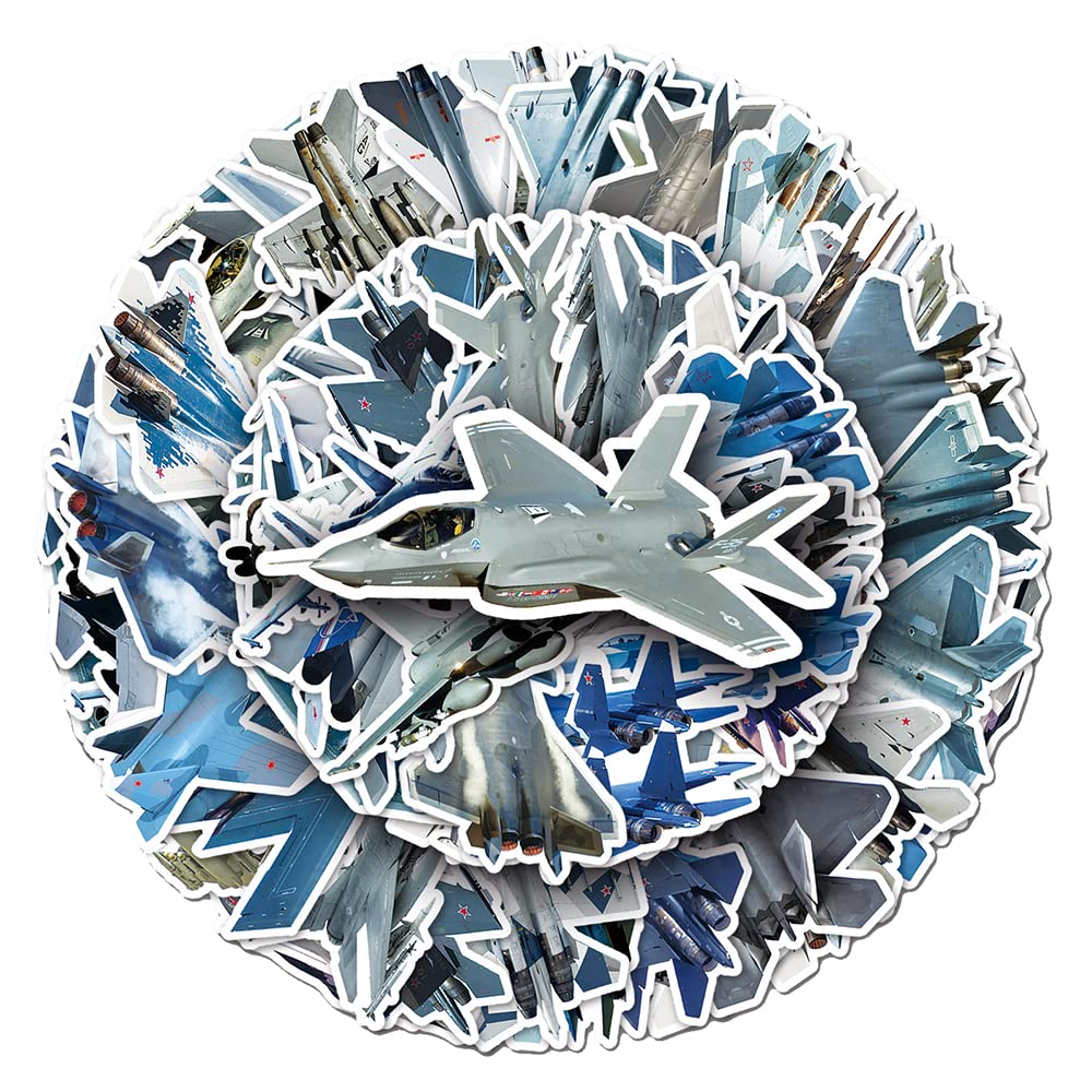 Fighter Plane Stickers For Boys Teens Girls|50 Pcs|Cartoon Waterproof Vinyl Stickers For Water Bottle Hydroflasks Laptop Tablet 
