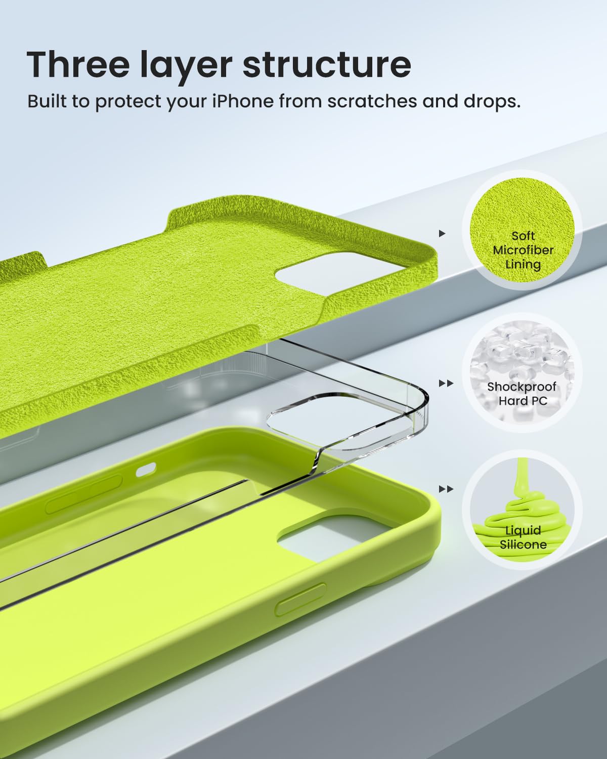 Buydot Designed For Iphone 15 Case, Silicone Phone Case [Military Grade Drop Protection] [Anti Scratch Microfiber Lining] Ultra