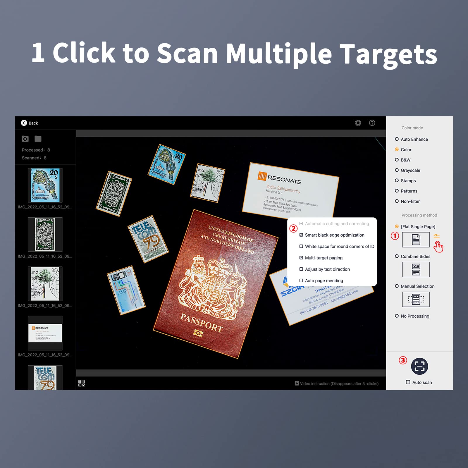 Czur Lens1200 Pro Portable Document Scanner, 12Mp Usb Document Camera, Fast Scan 1S/Page, Capture Size A4, Easy To Use Ocr, Trav