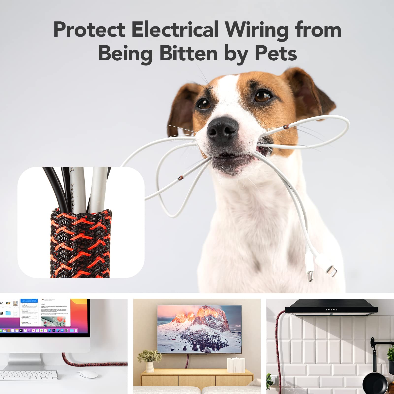 Agptek Cable Sleeve Cover, 10Ft   1.2 Inch Cord Management Wire Organizer Under Desk, Home Office Computer Wire Cover Hider Cord