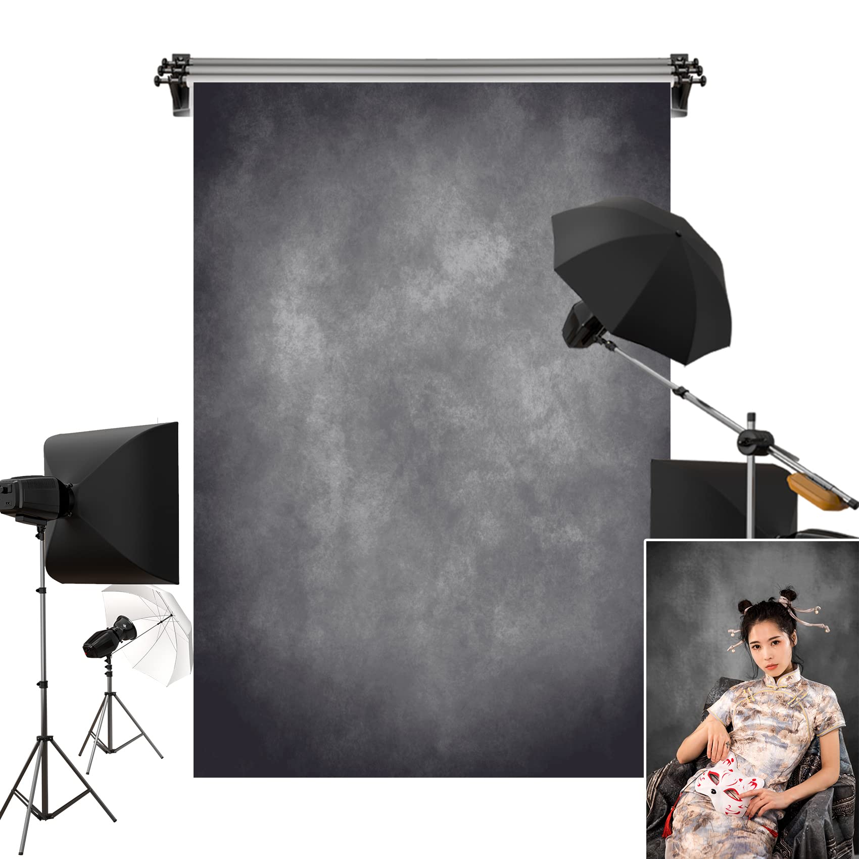 Kate 5X7Ft Gray Texture Backdrop Gray Purple Abstract Portrait Headshot Backgrounds For Photoshoot, Photo Video Studio Prop