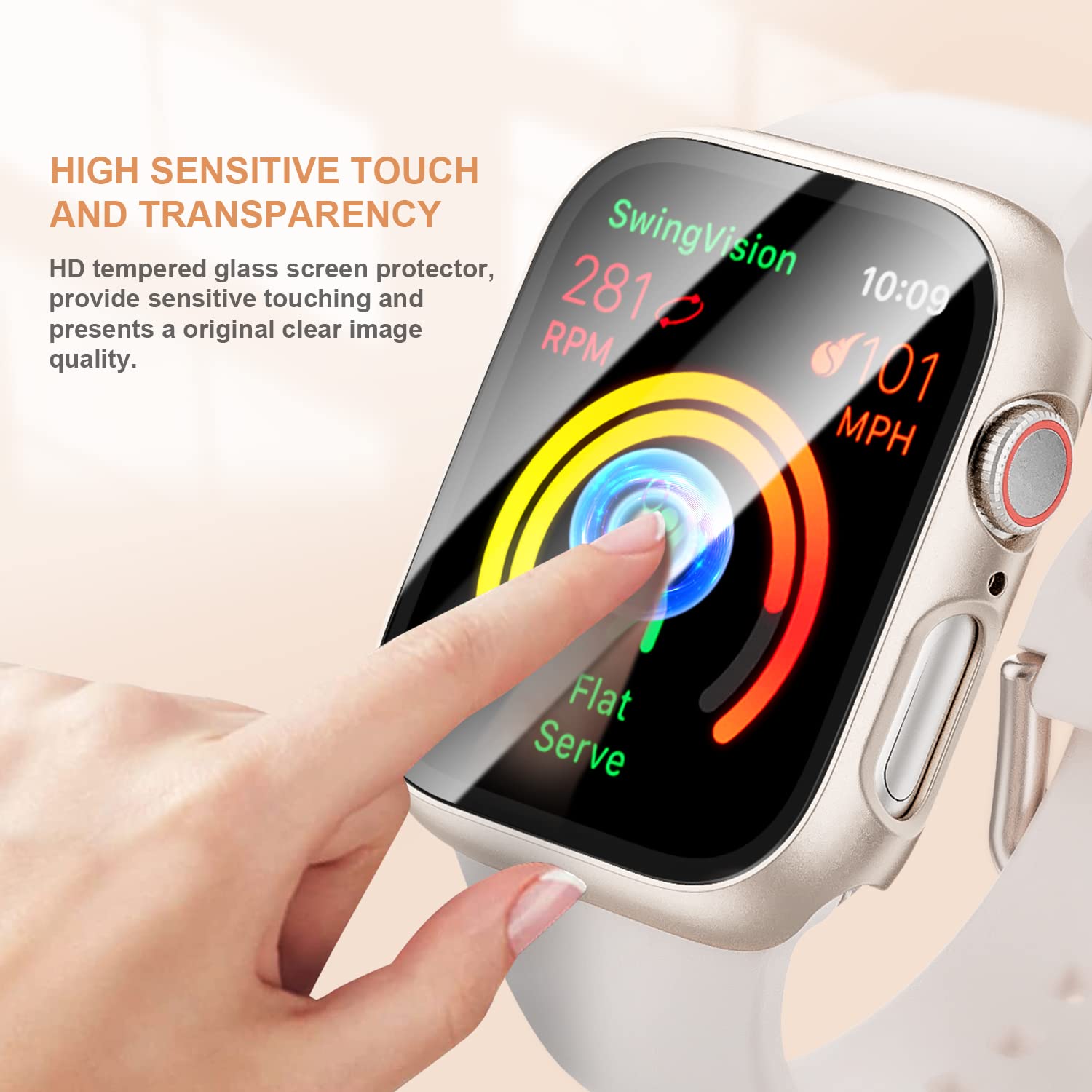 Haojavo 5 Pack Case With Tempered Glass Screen Protector For Apple Watch Series 9 8 7 41Mm, Pc Hard Ultra Thin Slim Fit Scratch