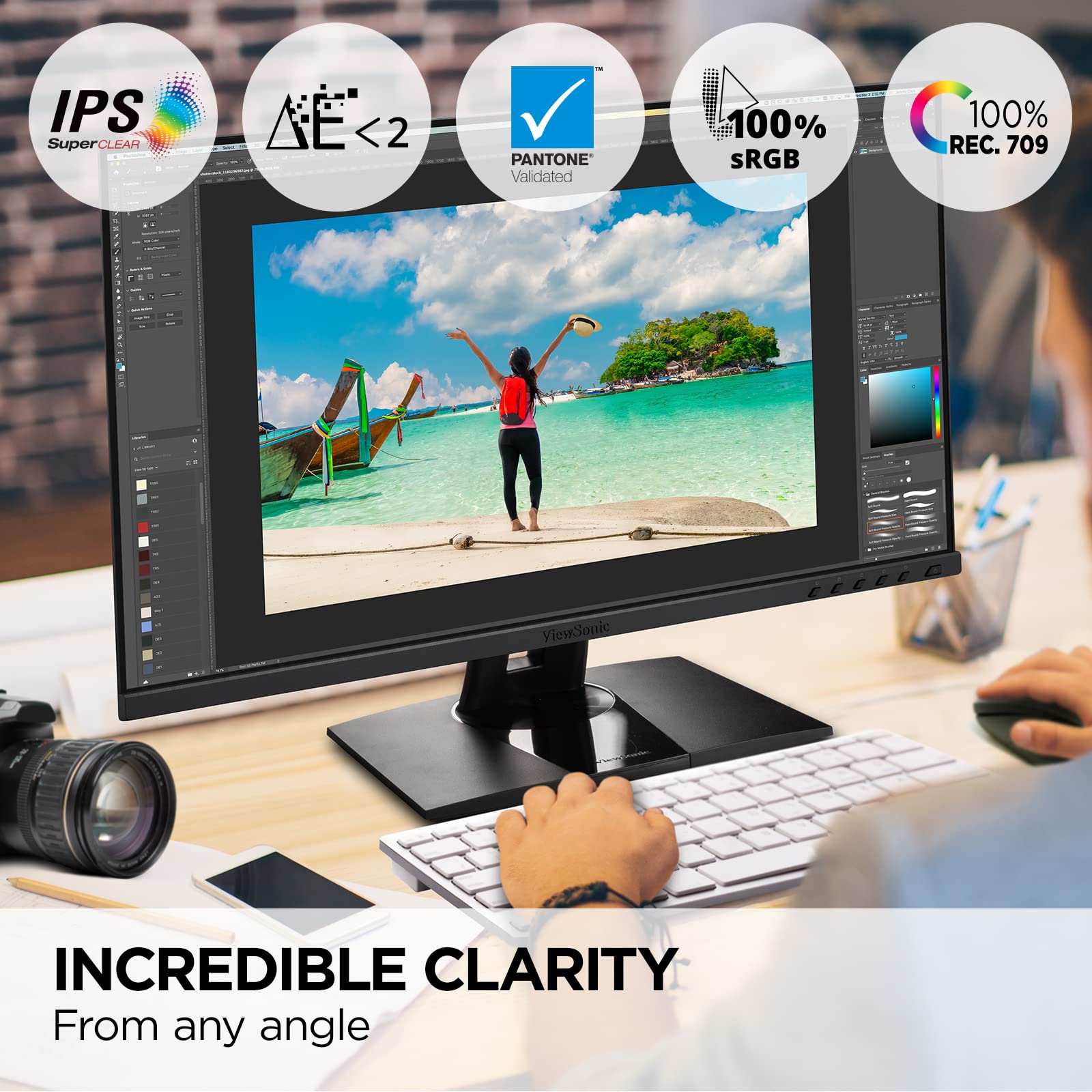 ViewSonic VP2456 24 Inch 1080p IPS Monitor Pantone Validated USB-C Black