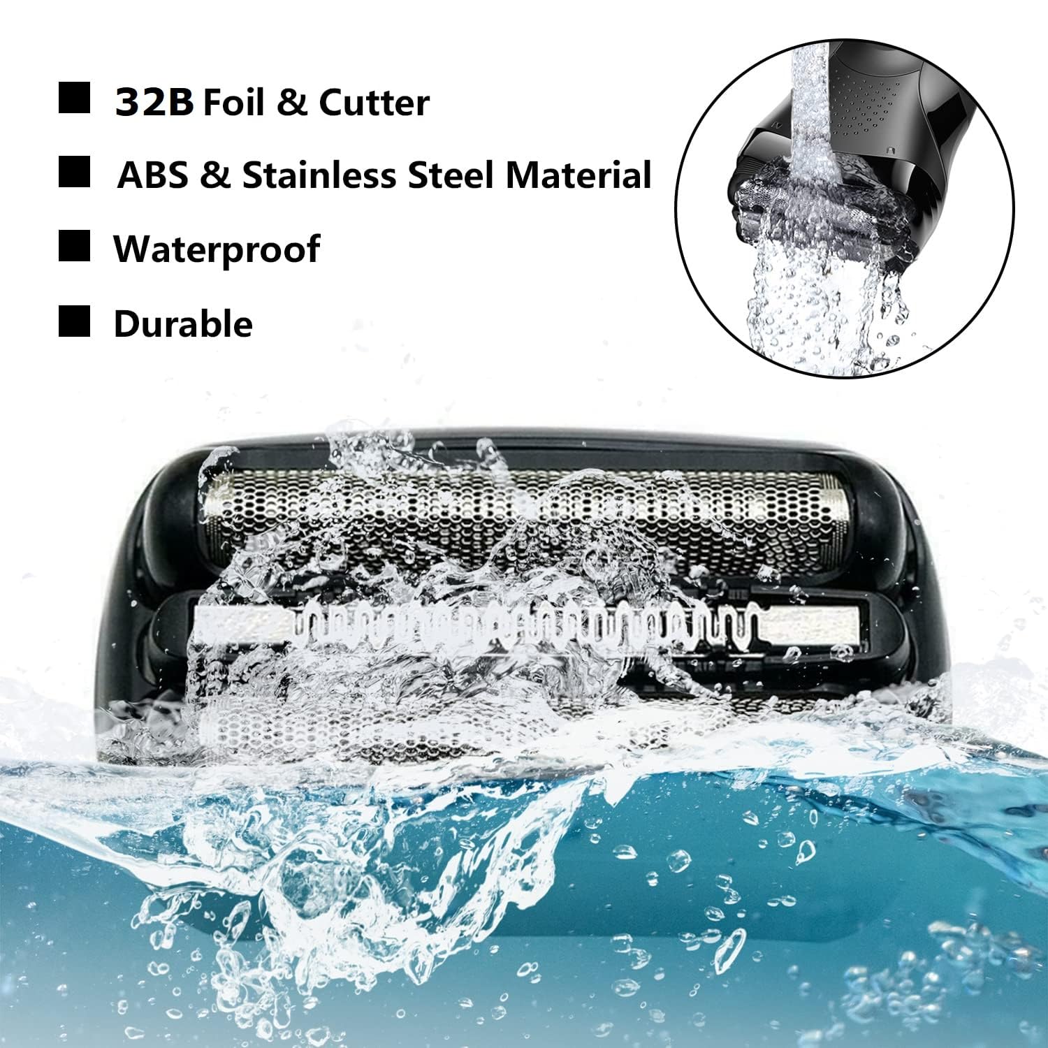 Series 3 32B Replacement Shaver Head For Braun, Foil & Cutter Razor Replacement Head, Compatible With Braun 301S, 310S, 320S, 33