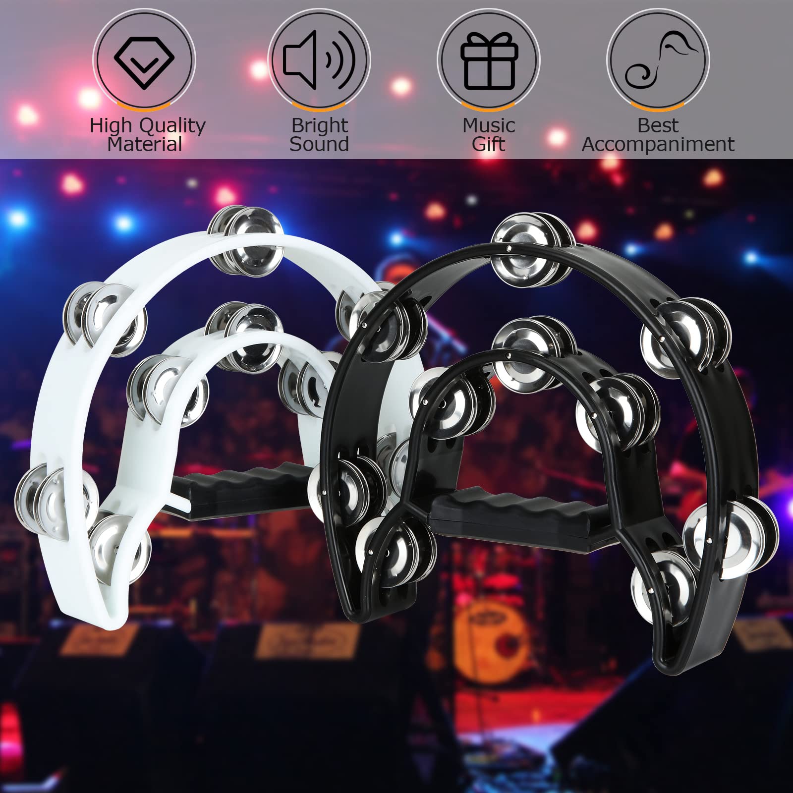 4 Pcs Foot Tambourine For Adults, Black Foot Percussion Instruments With Metal Steel Jingle Bell For Guitar Drum Accessory Instr