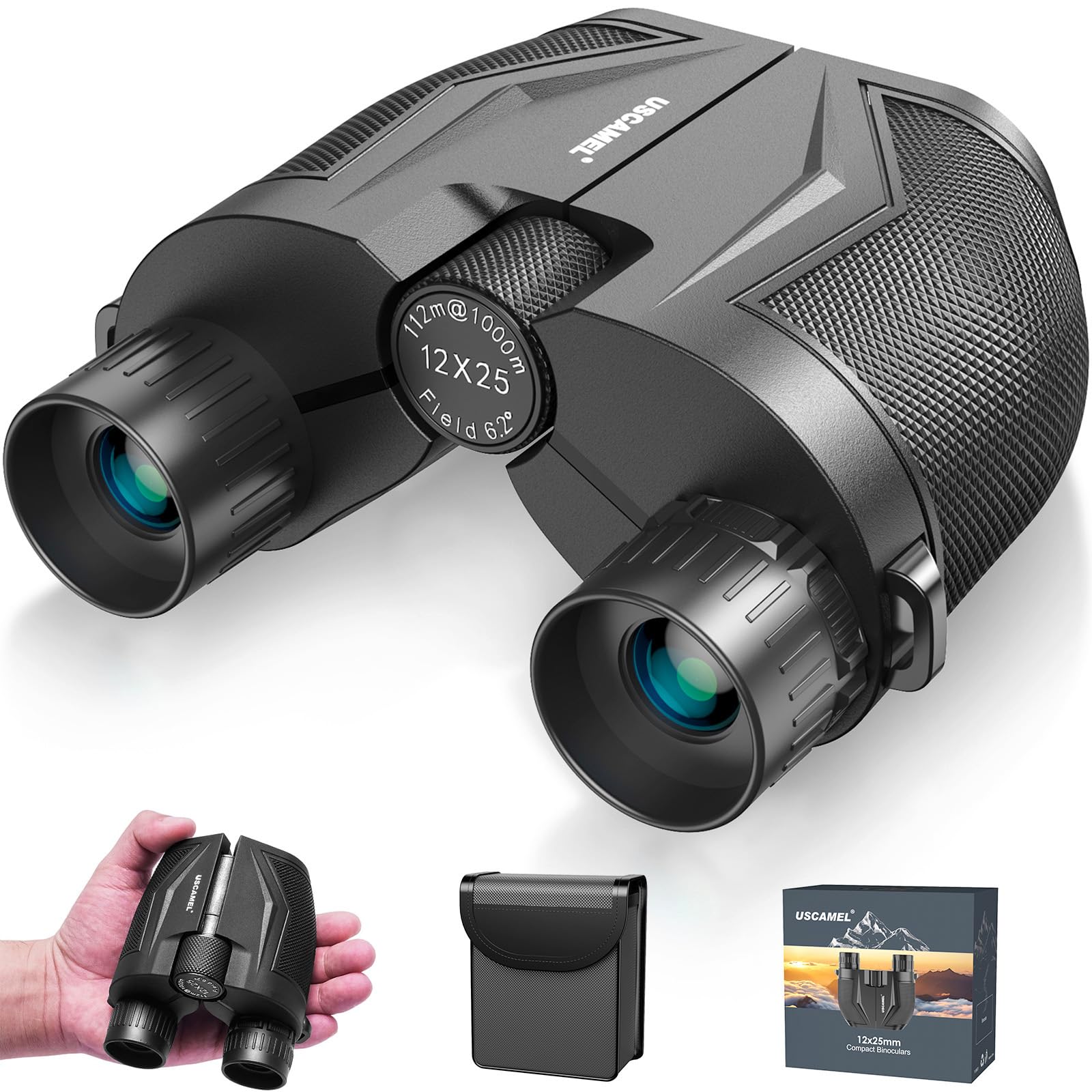Uscamel Binoculars For Adults And Kids Compact Lightweight   Large Eyepiece Easy Focus 12X25 Small Binocular For Bird Watching,