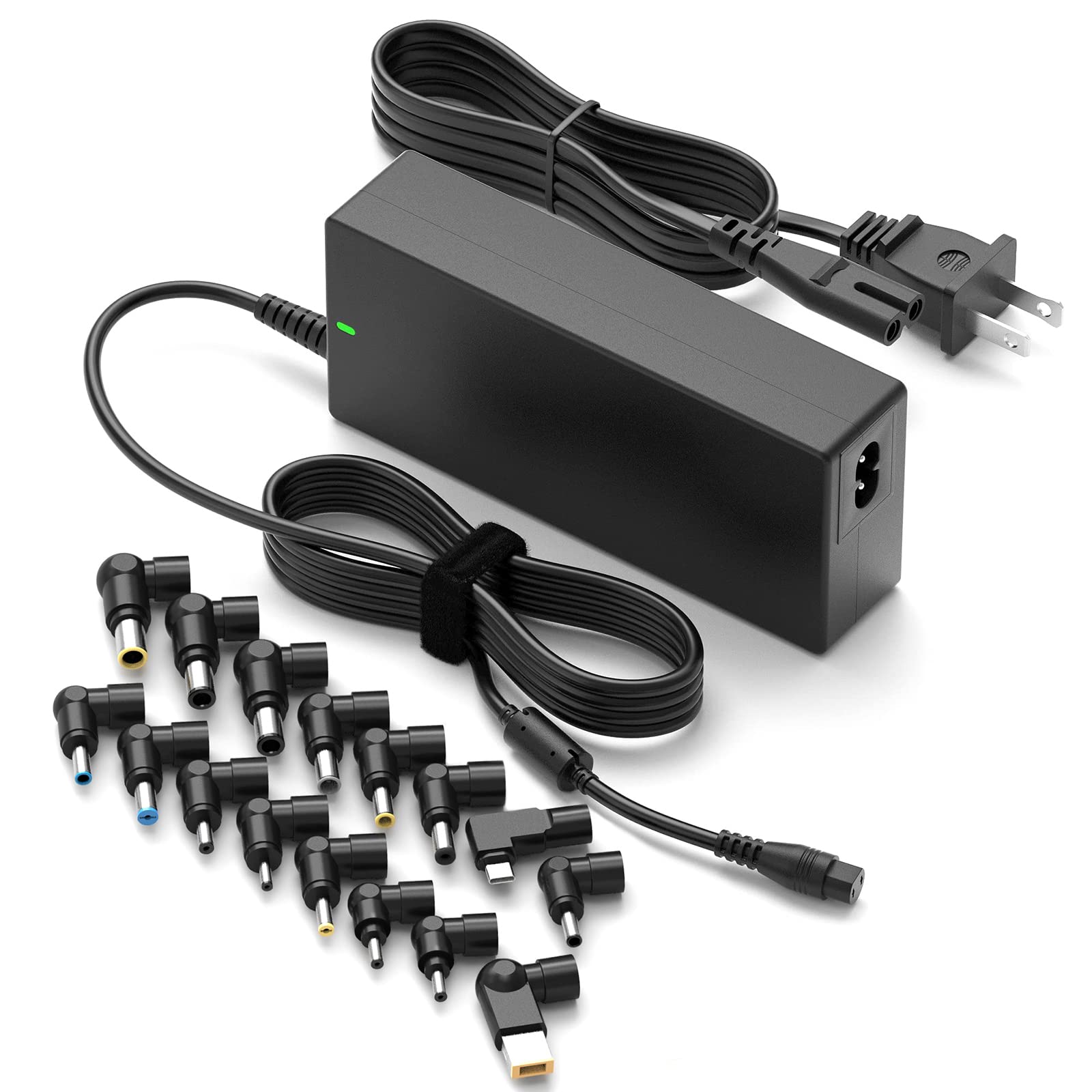 Powseed 90W Universal Laptop Charger Usb C For Lenovo Macbook Hp Dell Asus Acer Toshiba Samsung Sony Gateway Chromebook 12V 18.5V 19V 19.5V 20V Computer Power Cord Supply Ac Adapter With 16 Tips