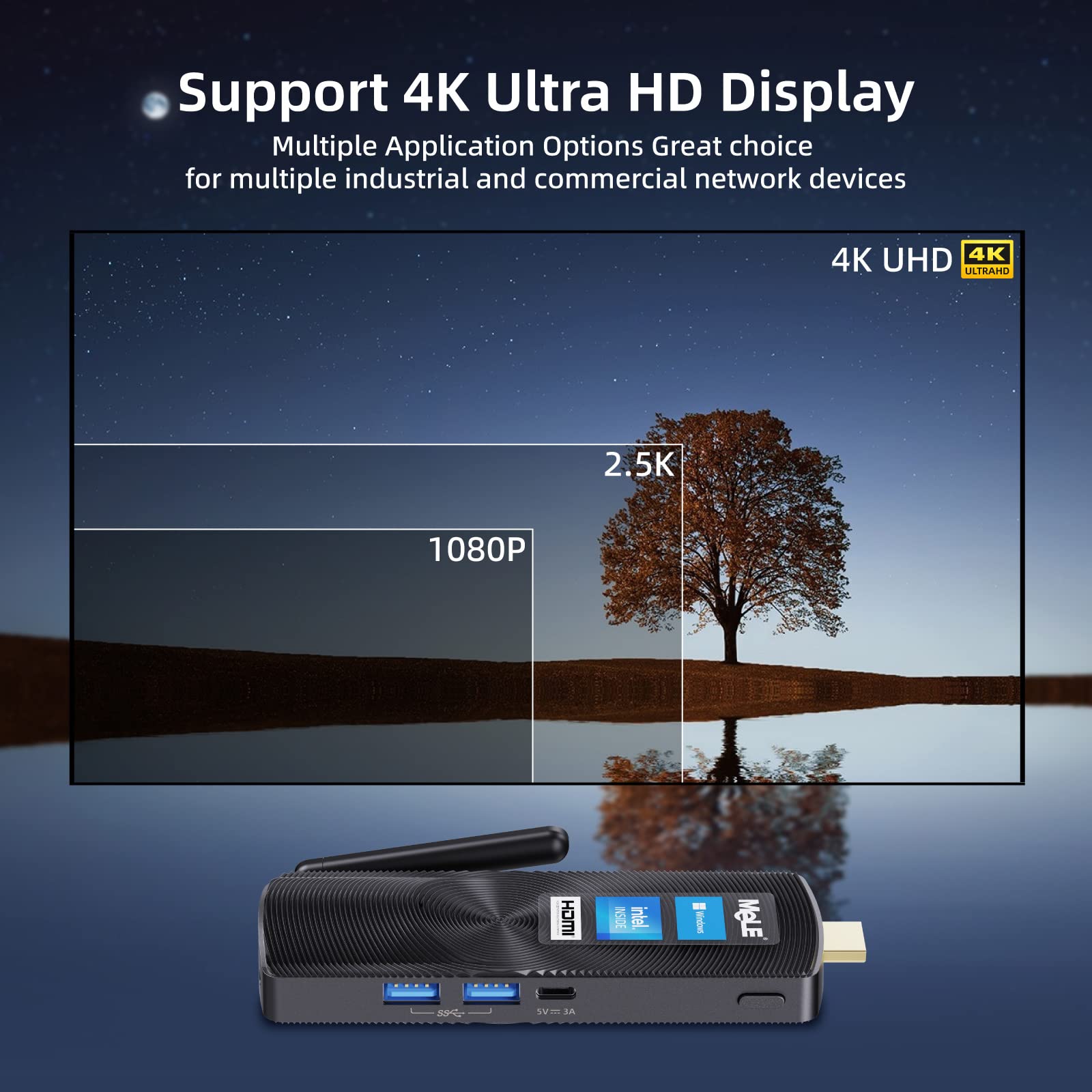 Mele Fanless Mini Pc Stick Pcg02 Windows 11 Home N4000 4Gb Ram 128Gb Iot Industrial Desktop Computer Support Windows 10 11 Linux