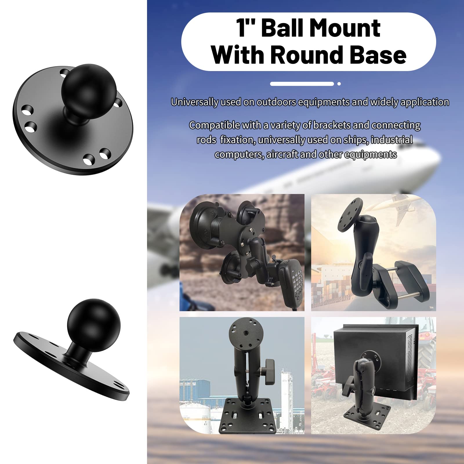 1 Inch Ball Mount Compatible With Ram Mount Suitable For Cars, Motorcycles, Bicycles(S L9575)