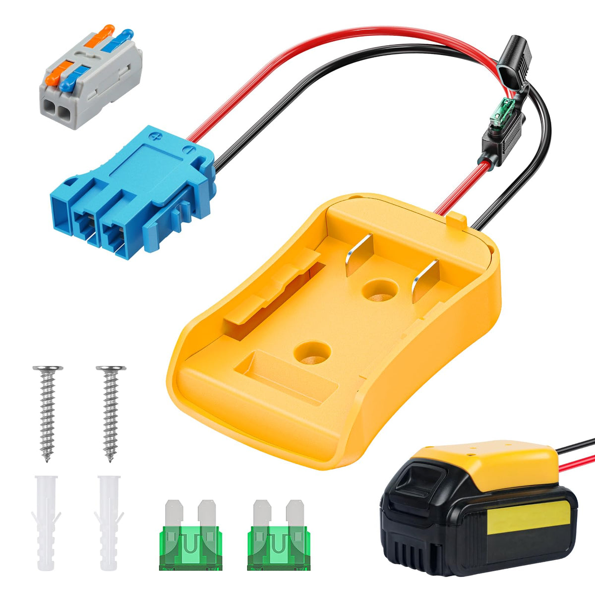 Vibit Power Wheel Adapter For Dewalt 20 V Lithium Battery, Peg Perego Dewalt Battery Adapter With Original Wire Harness Connecto