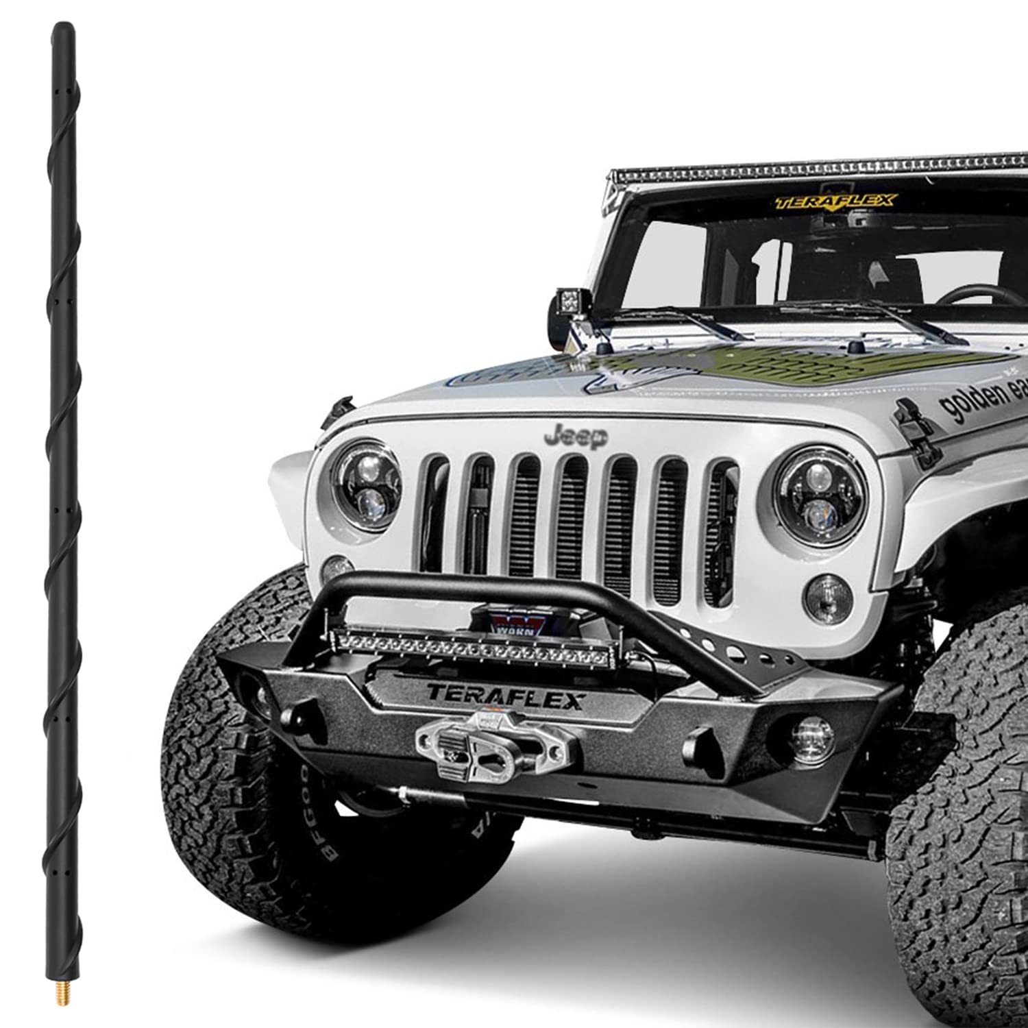 16 Inch Antenna For 2007 2024 Jeep Wrangler Gladiator Rubicon Sahara Sport 4Xe Willys Mojave Unlimited, Jeep Wrangler Gladiator Accessories Jk Jl Jt Upgrade Antenna For Am Fm Radio