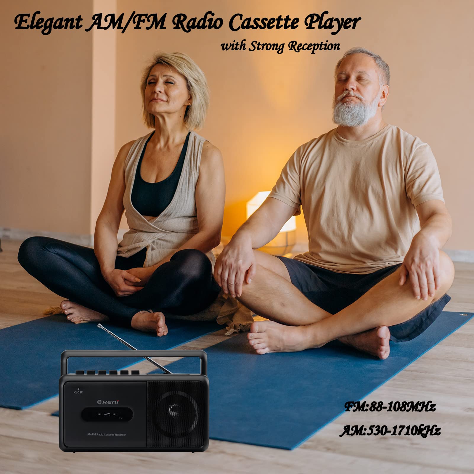 G Keni Portable Cassette Player Boombox Am/Fm Radio Stereo, Casette Tape Player Recorder With Earphone Jack Battery Operated Or