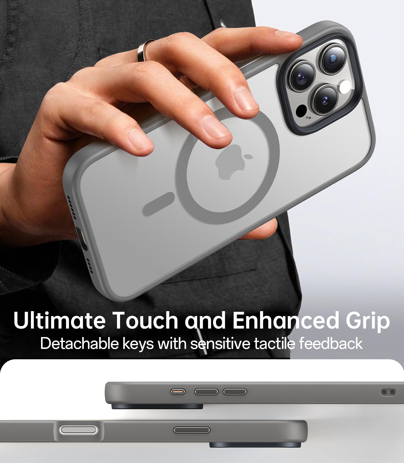 Meifigno Magnetic Case For Iphone 16 Pro Max 6.9, Compatible With Magsafe, Military Grade Protection, Translucent Matte Back Wit