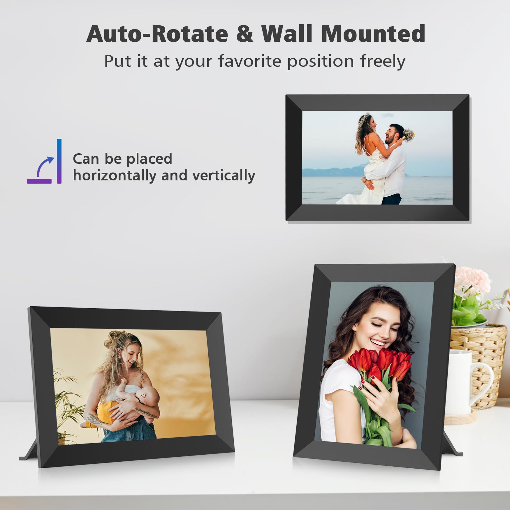 Uhale Digital Picture Frame 32Gb Storage 10.1 Inch Wifi Electronic Photo Frame Sd Card Slot Desktop Ips Touch Screen Hd Display