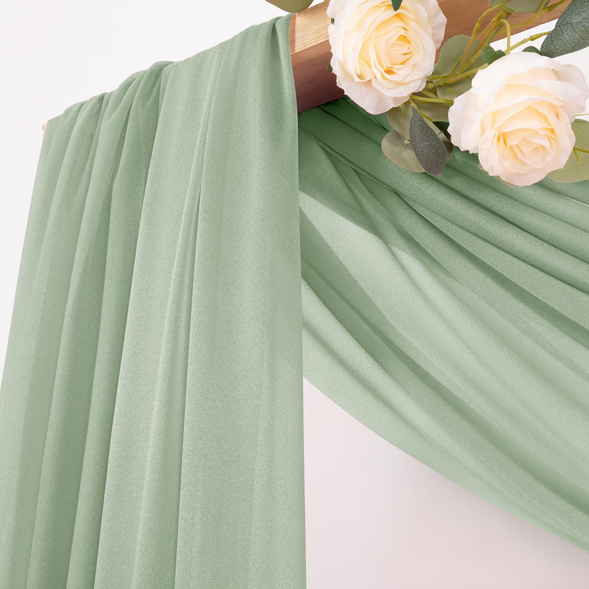 Mlmc Wedding Arch Draping Fabric 2 Panels 29'' X 20Ft Sage Green Chiffon Drapery Sheer Backdrop Curtains For Ceremony Wedding Ce