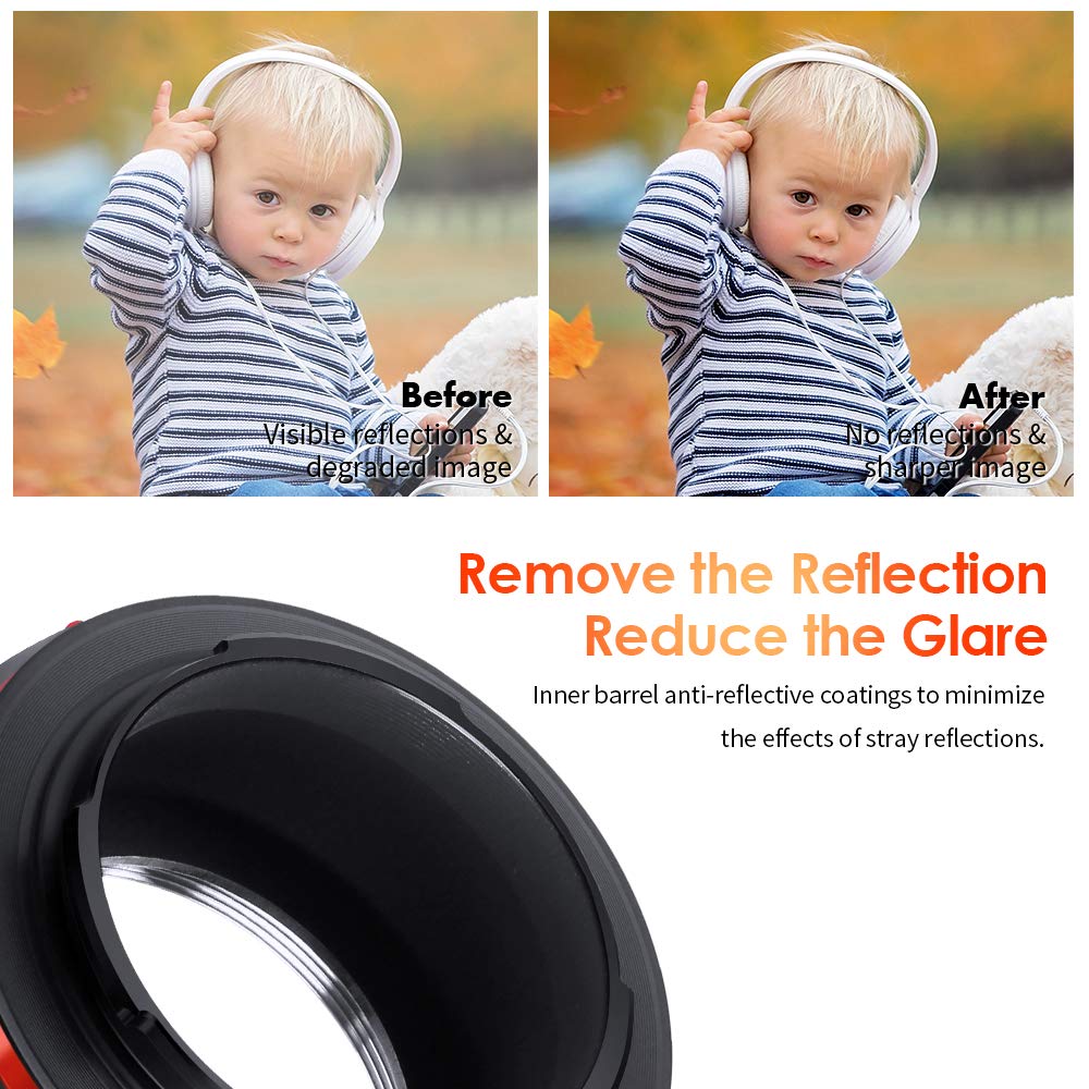 K&F Concept Lens Mount Adapter Comaptible For M42 Lens To Sony Nex Alpha E Mount Camera Compatible With Sony Alpha Nex 7 Nex 6 Nex 5N Nex 5 Nex C3 Nex 3 With Matting Varnish Design