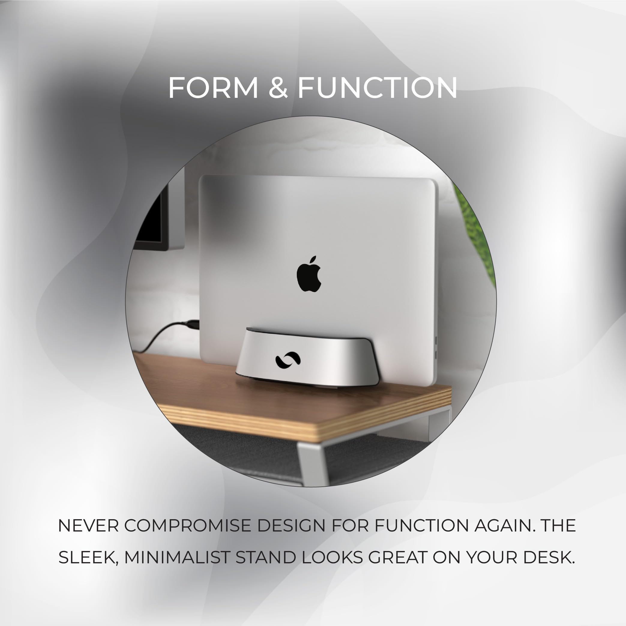 Humancentric Laptop Holder Vertical Laptop Stand In Aluminum, Adjustable Holder And Dock, Laptop Vertical Stand Fits Macbook Pro And Other Laptops .5' To 1.5', Upright Laptop Holder For Desk, Silver