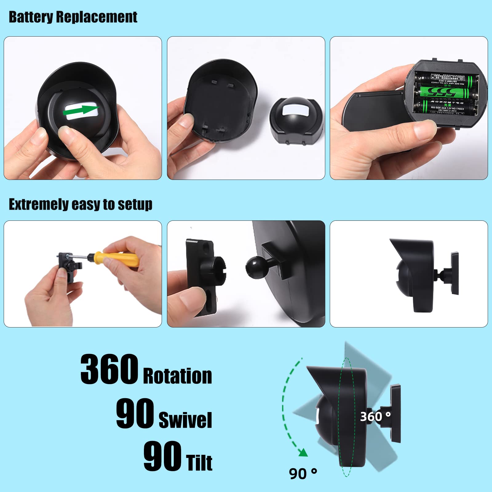 Shaogax 328Ft Range Wireless Driveway Alarm Outside Weather Resistant Motion Sensor Alarm Security Alert Protect Outdoor/Indoor