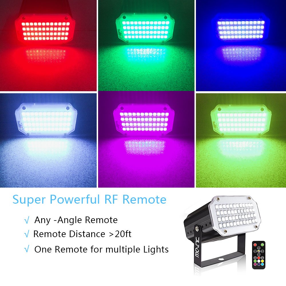Halloween Strobe Light With Remote, Jlpow Sound Activated Mini Strobe Lights Super Bright 48 Rgb Led, Remote Control Flash Stage