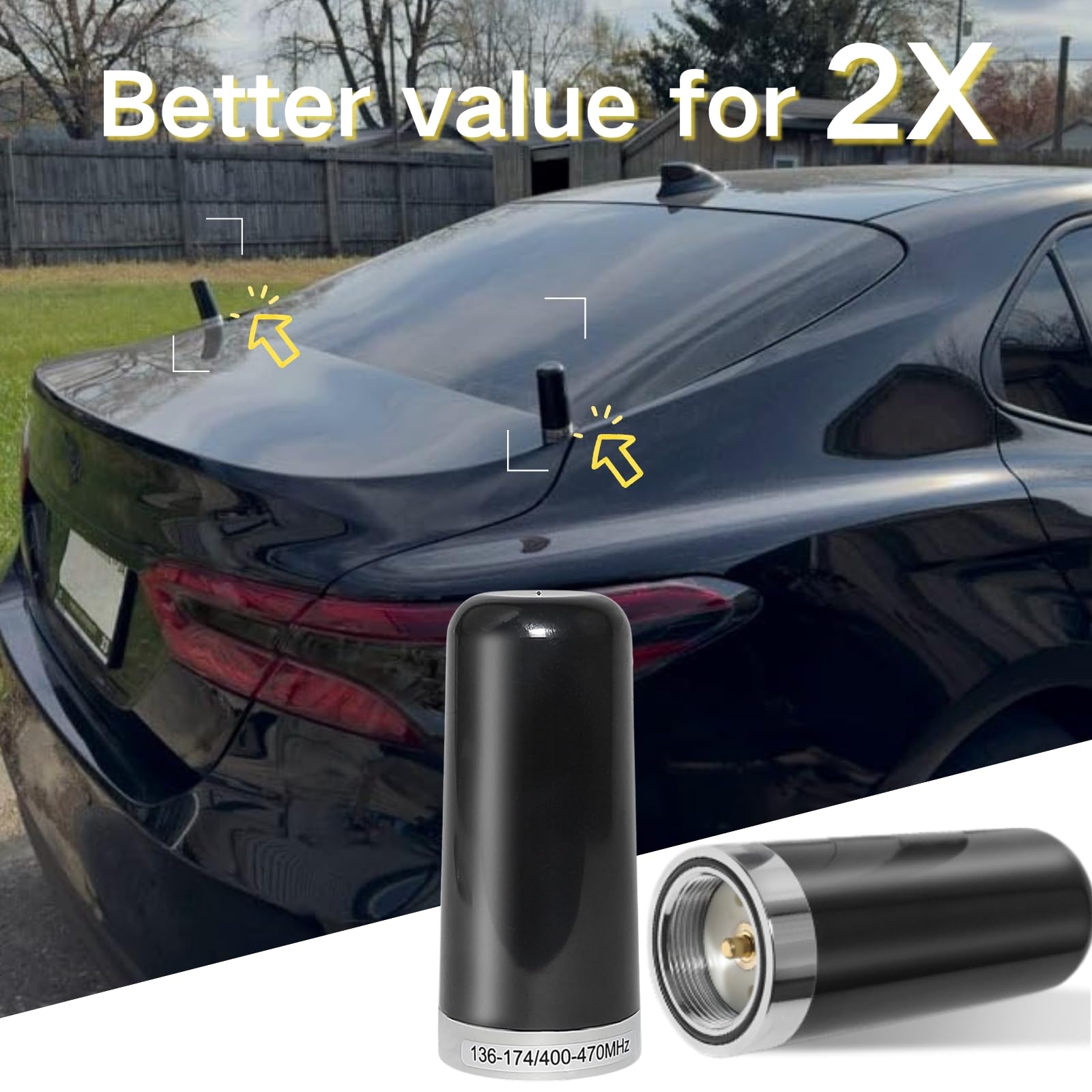 Anina (2 Pack) 3Db Gain Gmrs Antenna Nmo Mount, Dual Band Uhf Vhf 136 174Mhz 400 470Mhz, 3.5    Antenna Nmo Connection For Midla