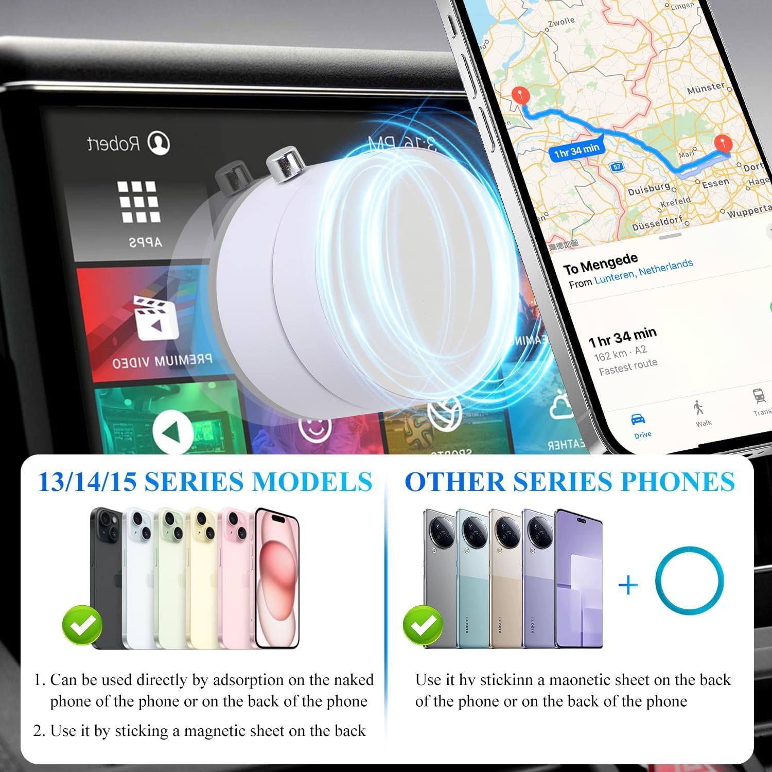 Fachooi Car Phone Holder Upgraded Vacuum Magnetic Phone Holder For Car With N55 Strong Magnet, Adjustable Suction Cup Phone Moun