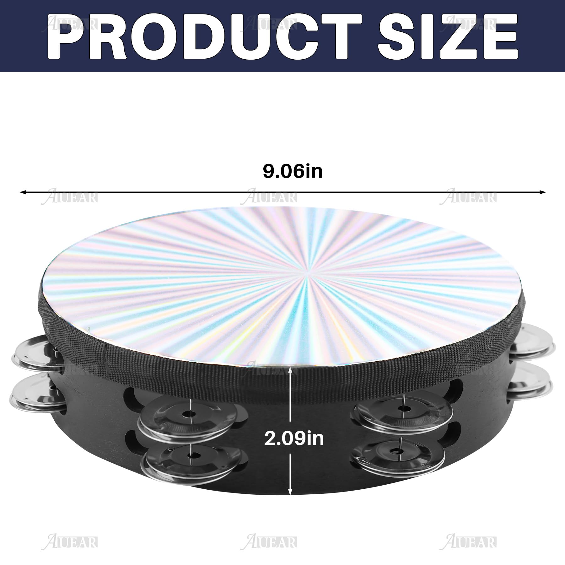 Auear, Double Row Jingles Handheld Tambourine Creative Wooden Drum For Adults Percussion Musical Educational Toy Party Game Chur