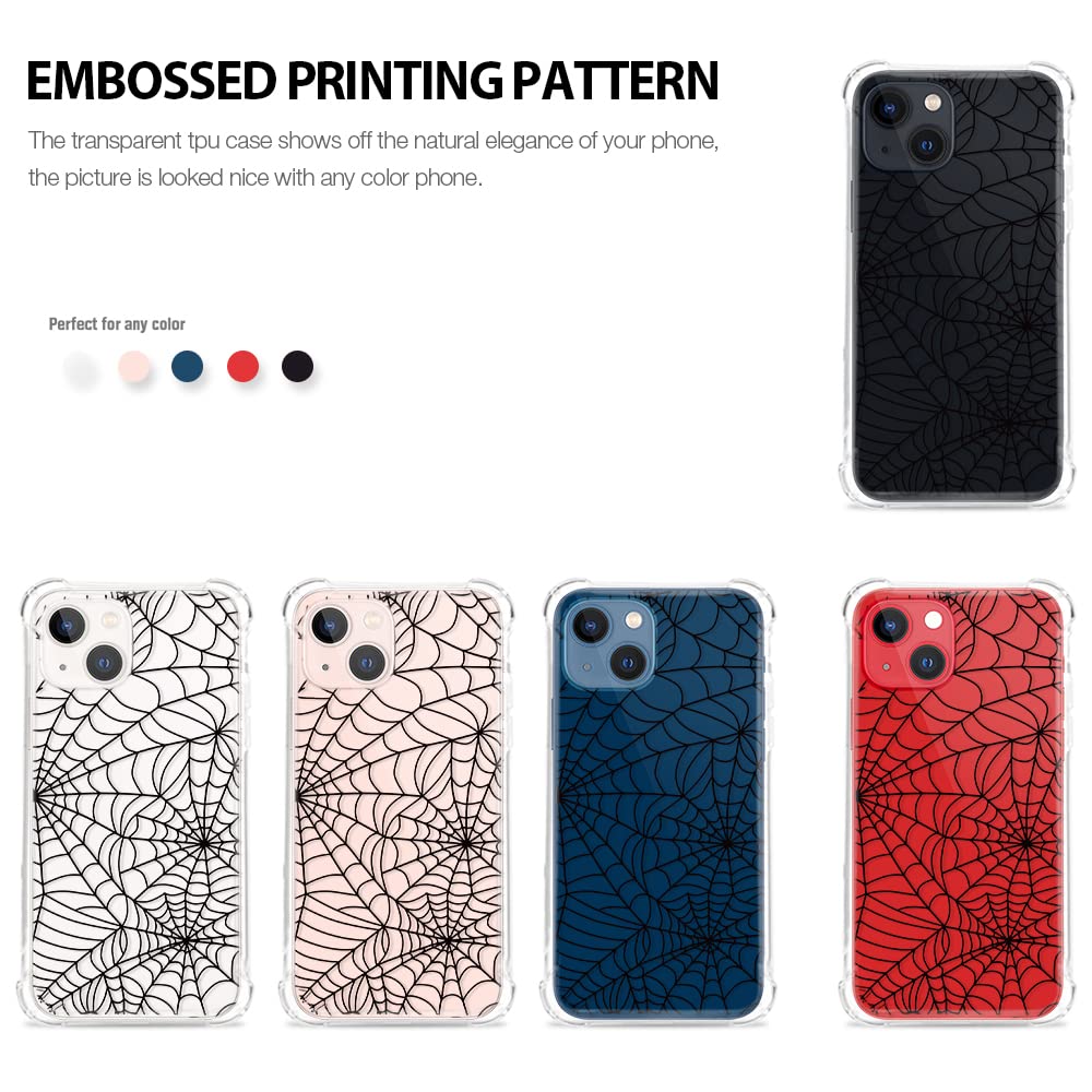 Yespure Iphone 13 Case,Iphone 13 Halloween Case,Crystal Clear Soft Tpu With Spider Web Pattern Design Halloween Phone Case For B