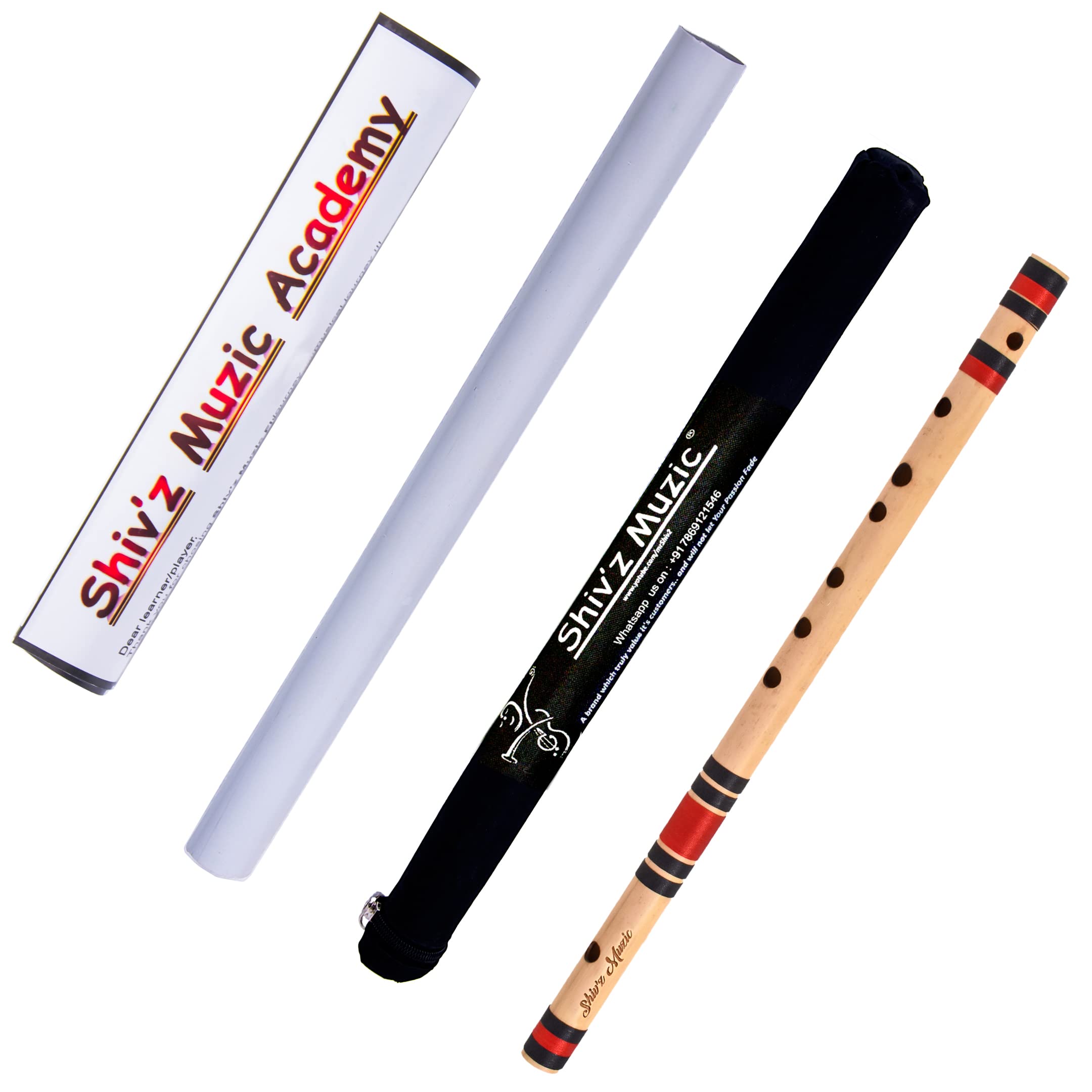 ShivZ Muzic Flute, A Sharp Base, Left Hand Premium Bansuri, 22 Inches, (With Written Manual & Bag)