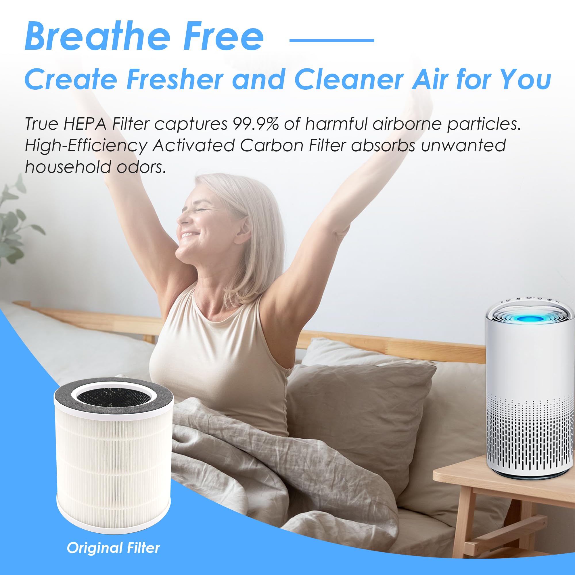 Flintar Vk 6067B True Hepa Replacement Filters, Compatible With Vremi And Hokeki Vk 6067B Air Purifier, 3 In 1 H13 Grade True He