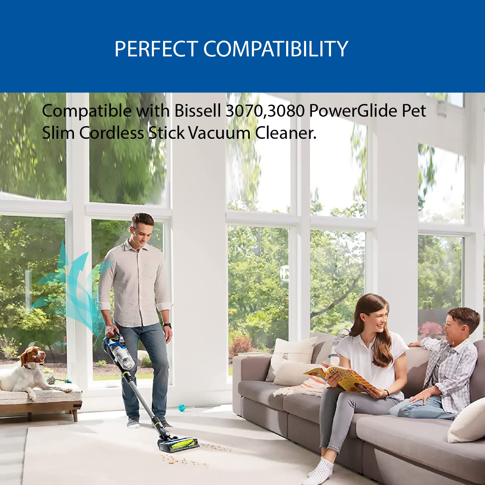 Kucbraly 6 Pack Filter Replacement Compatible With Bissell 3070, 3080 Powerglide Pet Slim Corded Cordless Stick Vacuum Cleaner,