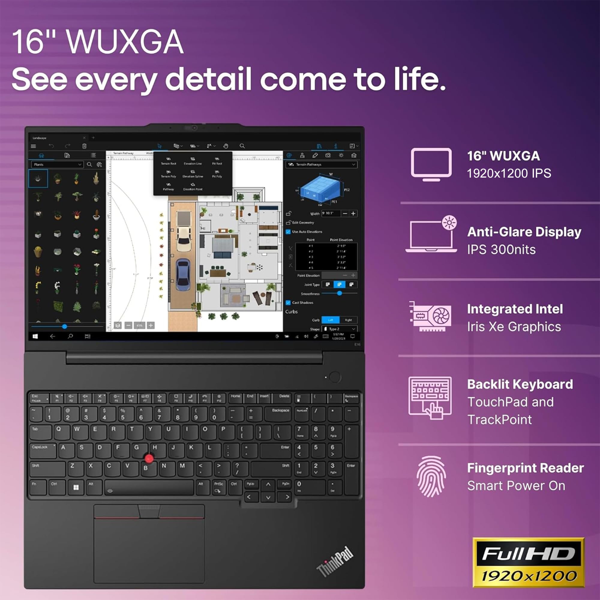 Oemgenuine Lenovo Thinkpad E16, Wuxga 16'' Ips, Intel Deca Core I5 1335U (Beats I7 1255U), 16Gb Ram, 512Gb Nvme, Fp, Backlit Kb,