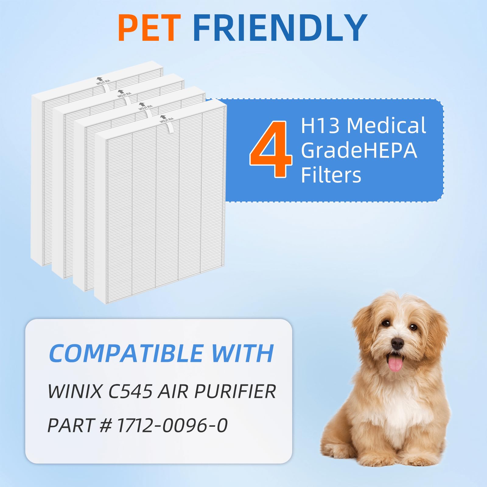 C545 Hepa Replacement Filter S For Winix C545 Air Purifier,4 Pack H13 True Hpea Filter S,Part 1712 0096 00 And 2522 0058 00