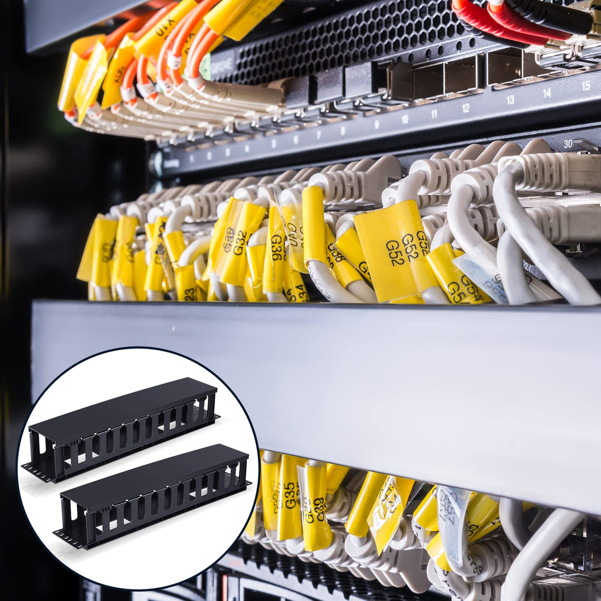 Wire Management Instrument Panel 2 Pack 2U Horizontal Mount Cable Management 19 Inch Cable Management P ...