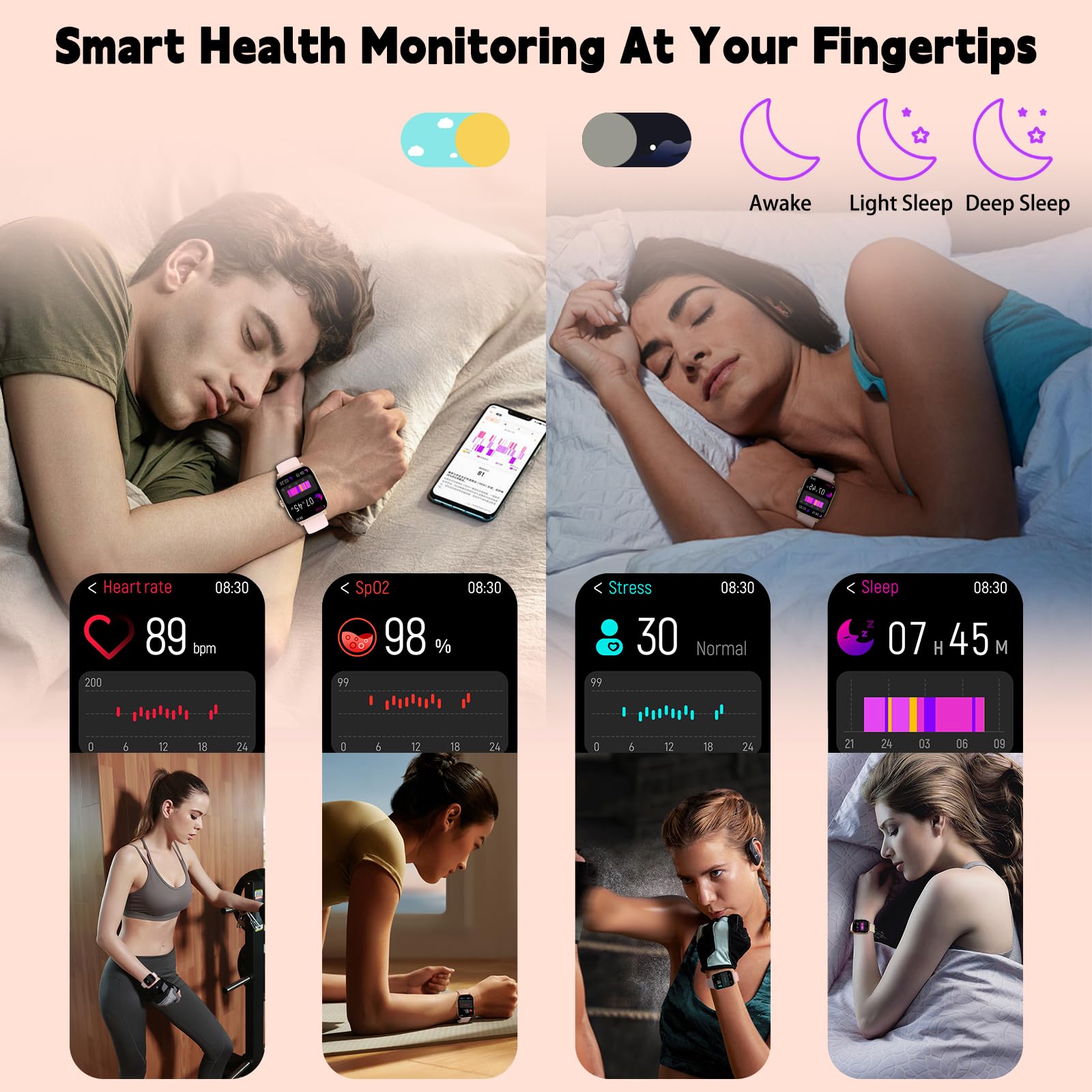 Smart Watch(Answer/Make Call), 2.01 '' Smartwatches For Women With Heart Rate/Sleep/Stress Monitor, Ip68 Waterproof Activity Tra