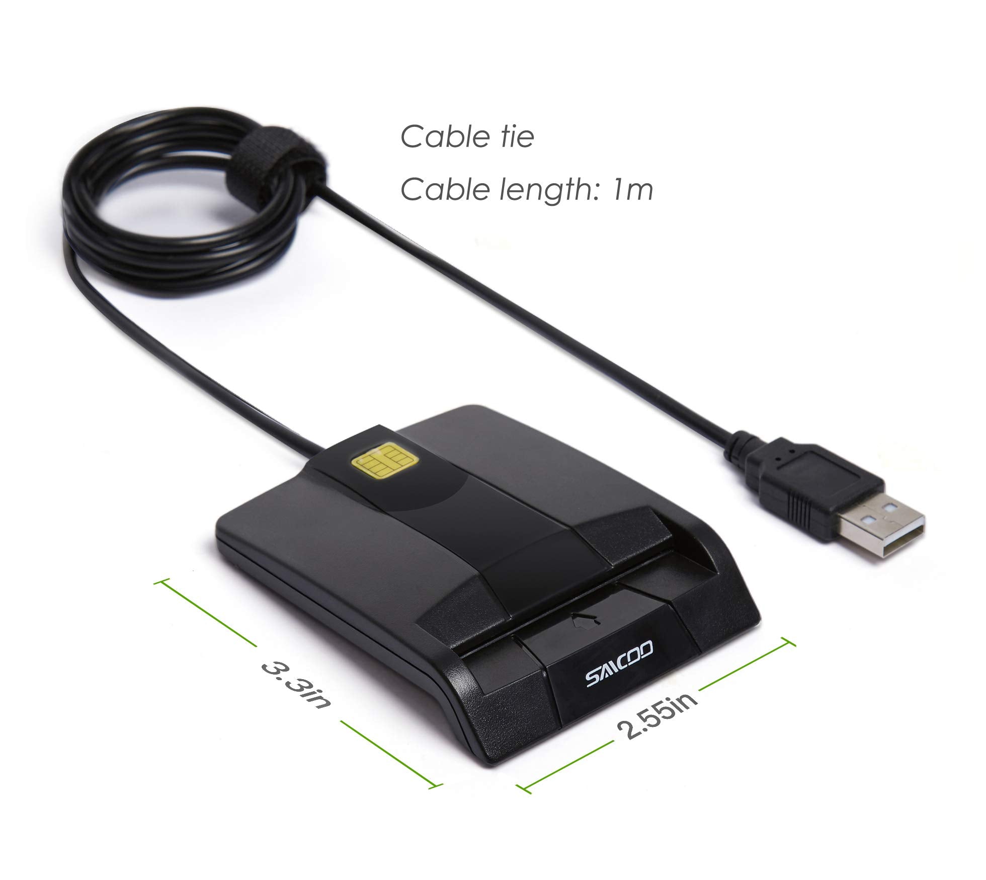 Saicoo Dod Military Usb Common Access Cac Smart Card Reader, Compatible With Mac Os, Win (Horizontal Version)
