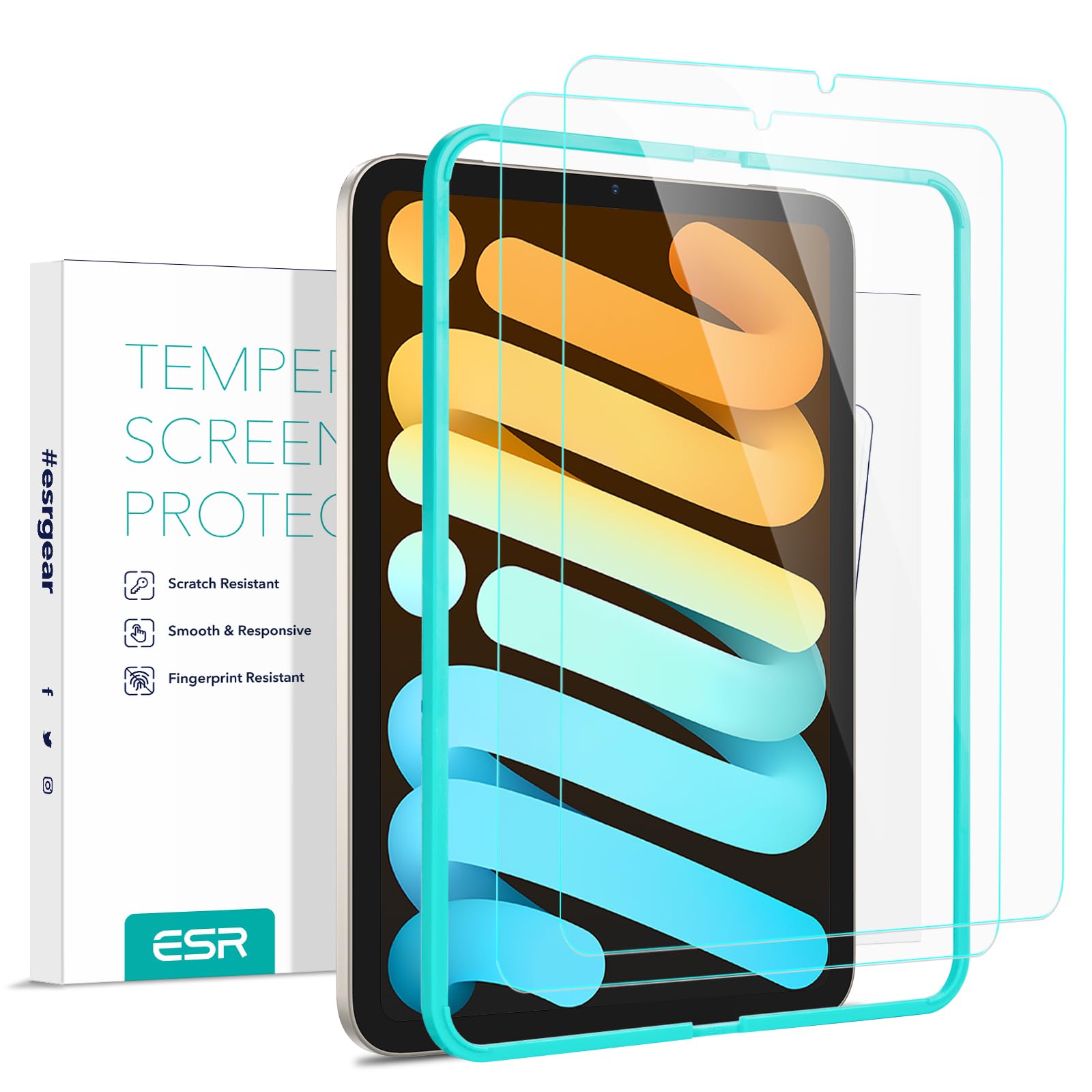 Esr 2 Pack Screen Protector For Ipad Mini 7 (A17 Pro), Ipad Mini 7Th/6Th Generation(8.3 Inch, 2024/2021), Tempered Glass With Alignment Frame, Anti Scratch, Hd Clear, Apple Pencil Pro/Usb C Compatible