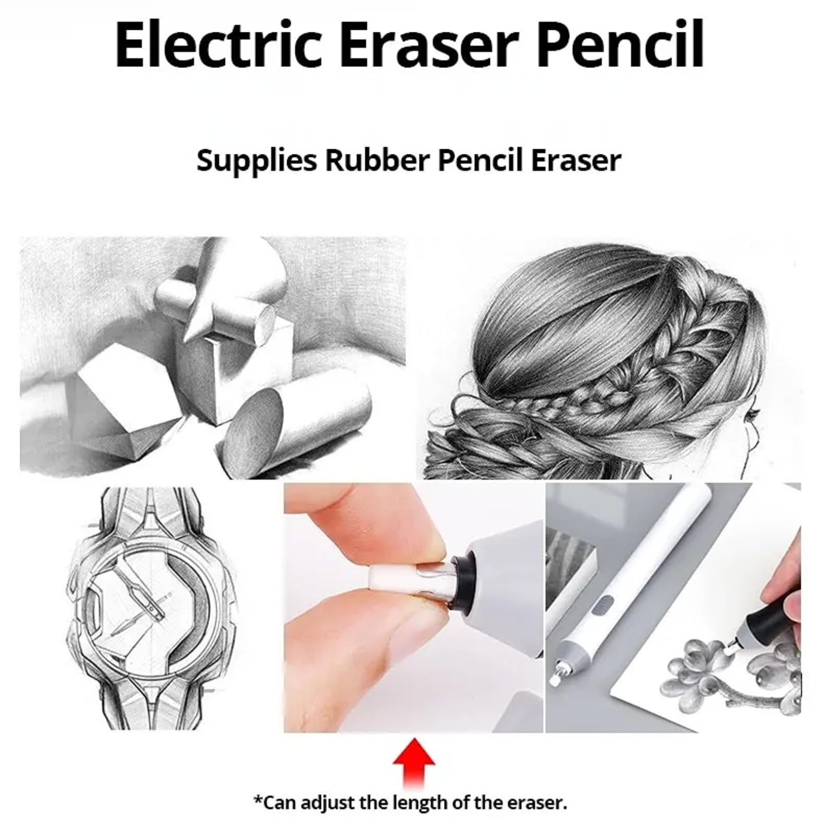 Battery Operated Pencil Eraser,Electric Eraser Kit With 22 Eraser Refills Automatic Eraser Kit For Art Pencils, Drawing, Painting(Black)