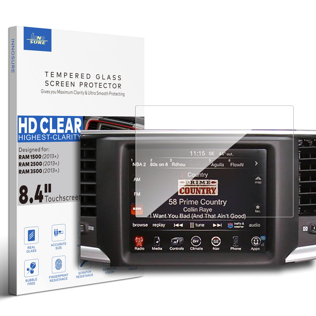 Innosure Premium Glass Screen Protector For (2013-2025) Ram 1500 2500Hd 3500Hd Uconnect 8.4 Inch Touchscreen (Hd Clear)