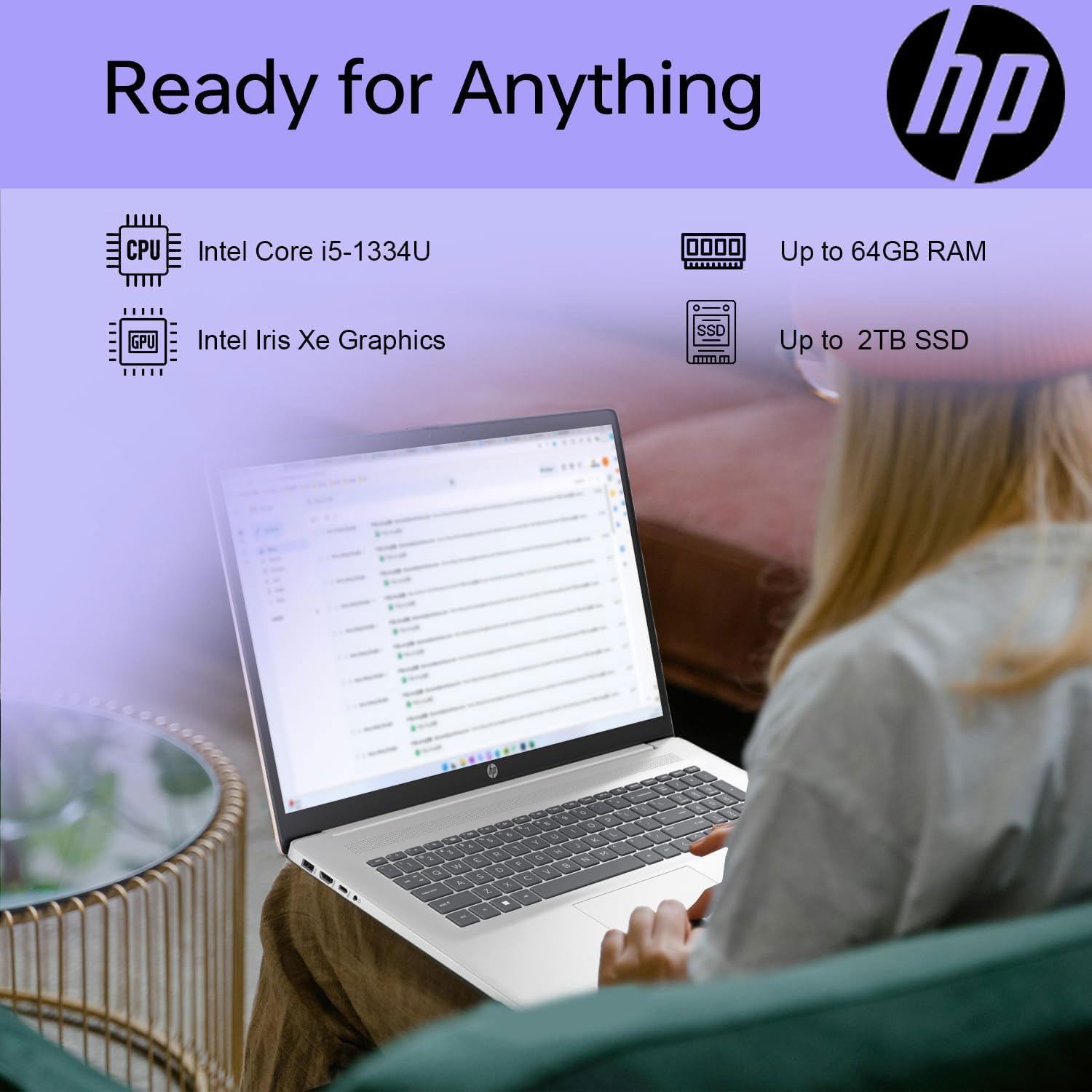 Hp Essential Laptop, 17.3 Fhd Display, Intel Core I5-1334U, 32Gb Ram, 2Tb Pcie M.2 Ssd, Wi-Fi 6, Webcam, Backlit Keyboard, Windo