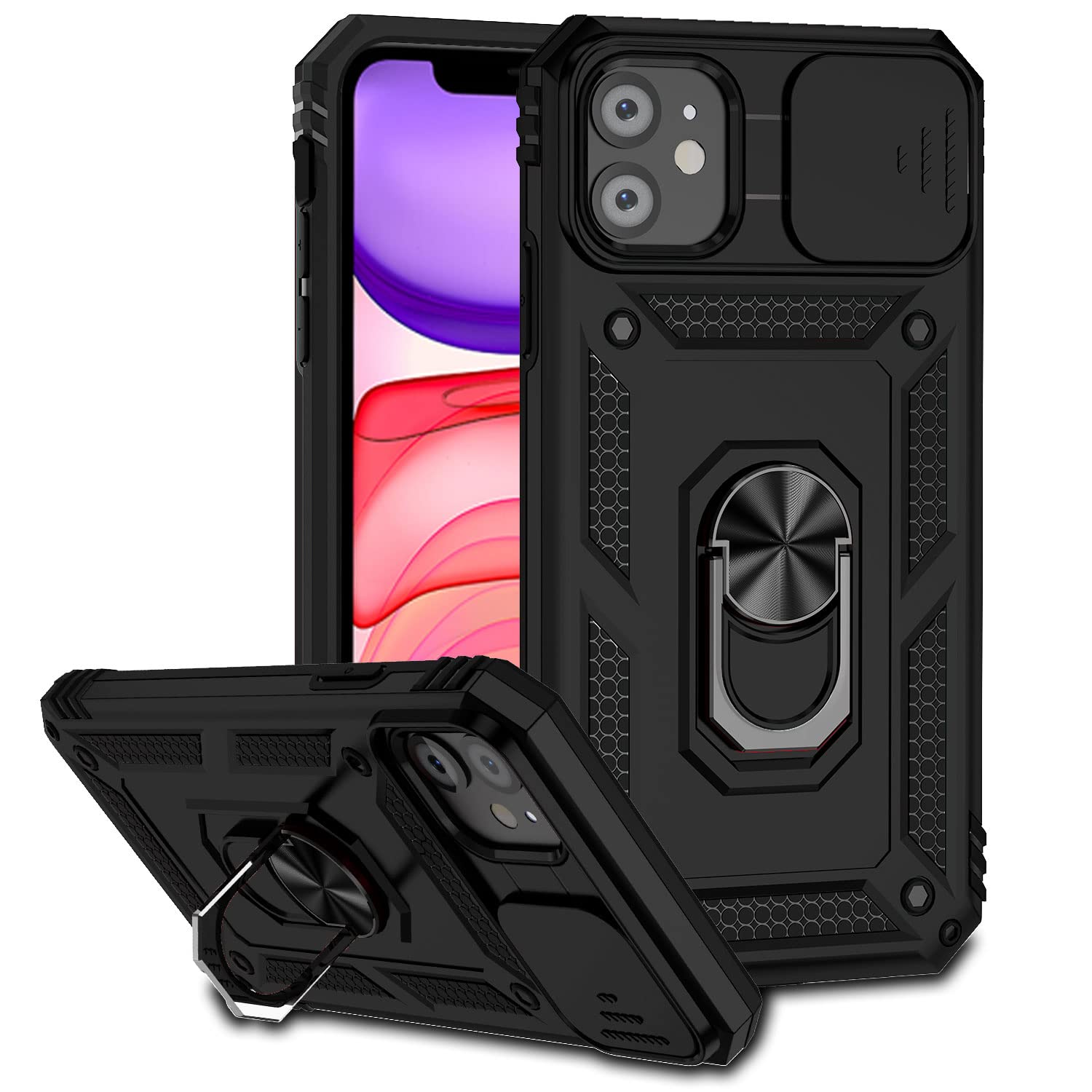 Hitaoyou Iphone 11 Case With Lens Protection, Iphone 11 Phone Case Military Grade Shockproof Heavy Duty Protective With Magnetic