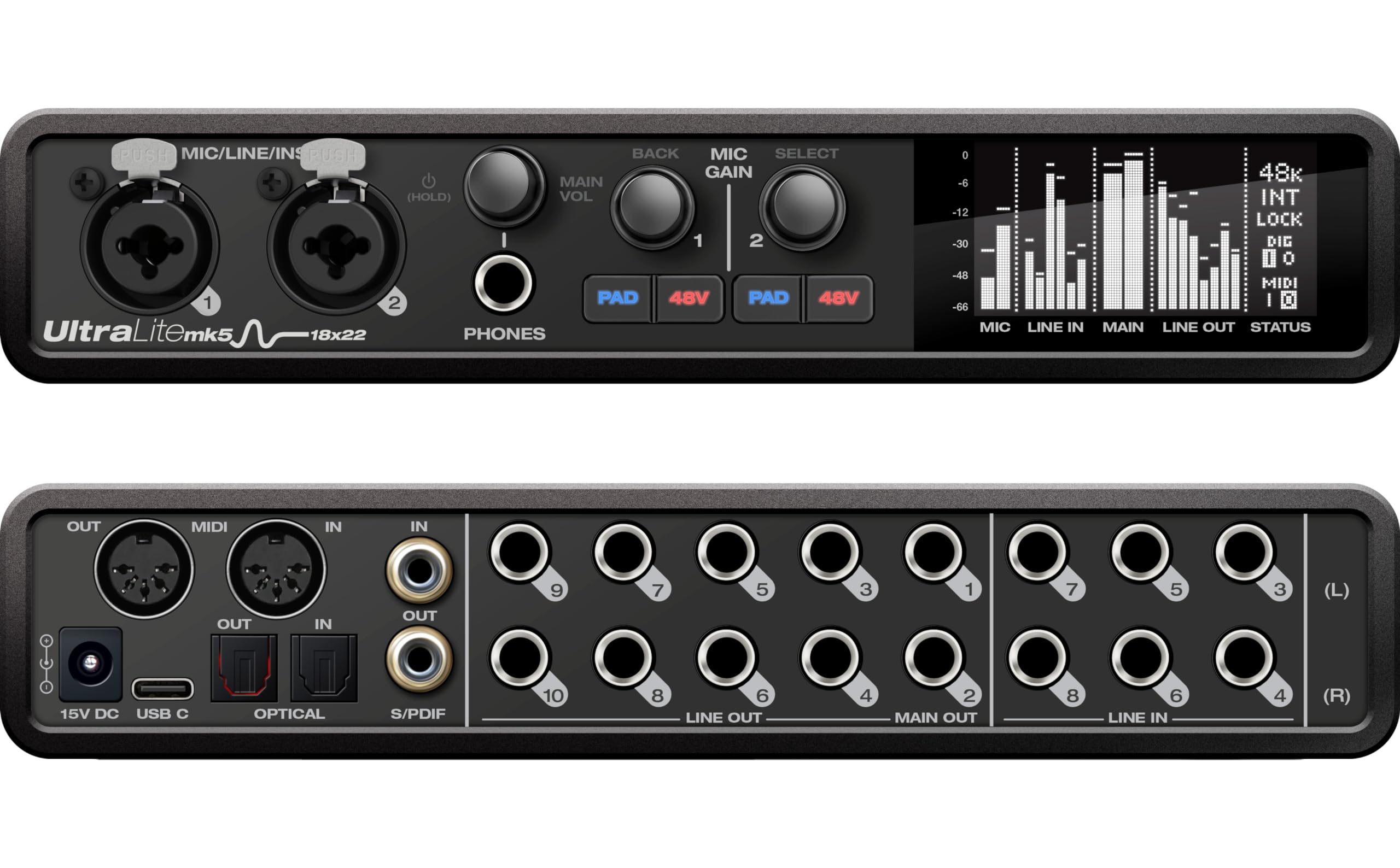 Motu Ultralite-Mk5 18X22 Usb Audio Interface 3 For Mac, Windows And Ios With Mixing And Effects