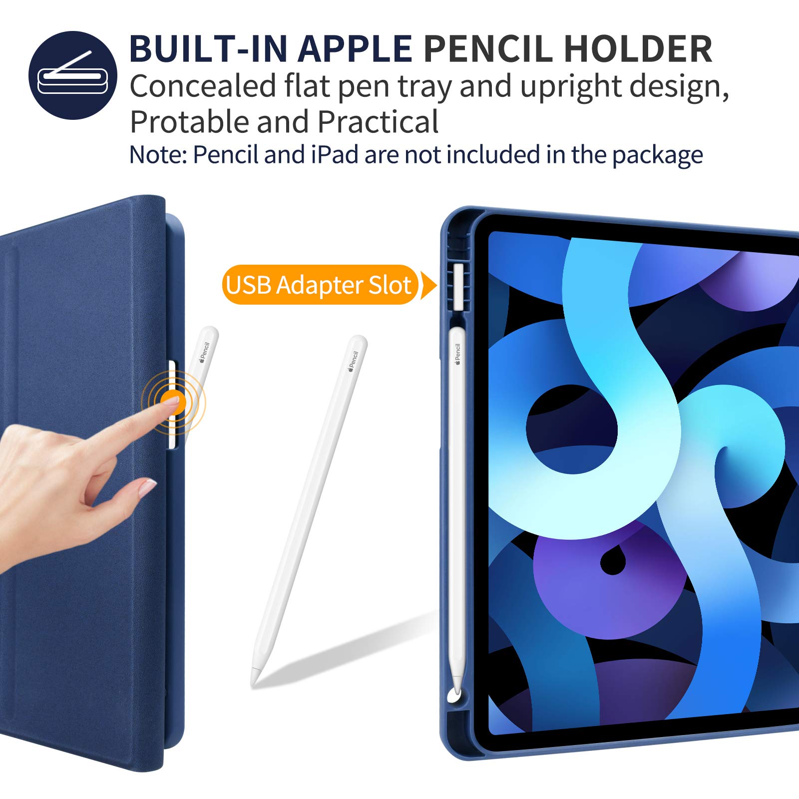 Kbcase For Ipad Air 5Th/4Th Generation Case With Keyboard, Keyboard Case For Ipad Air 11 Inch (M2) 2024/For Ipad Pro 11 2018, De