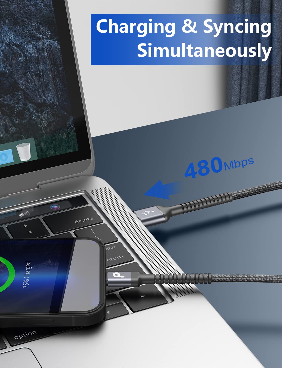 Iphone Charger Cable 2Pack 6Ft, Nylon Braided Lightning Cable, [Apple Mfi Certified] Fast Charging Iphone Charger Cord Compatibl