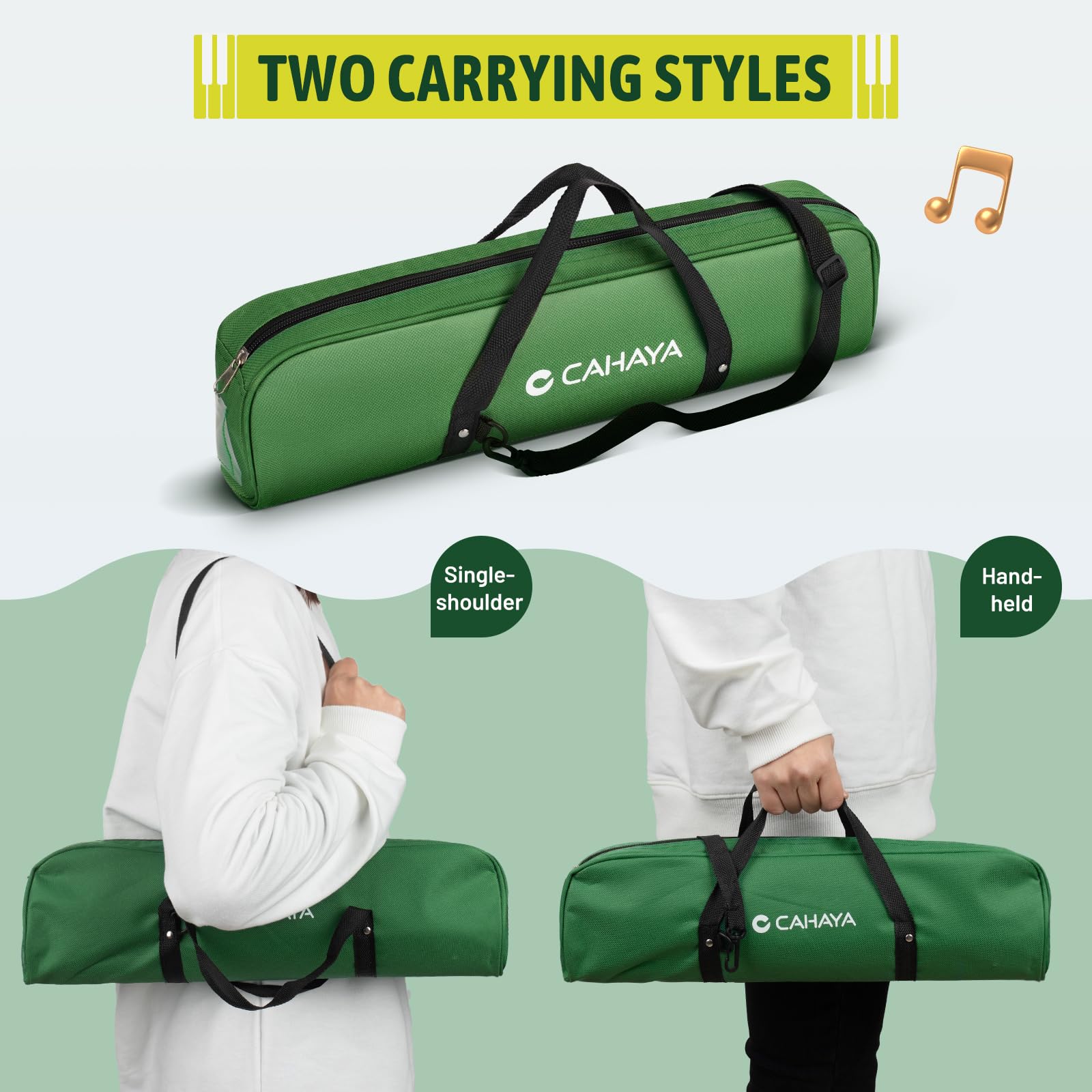 Cahaya Melodica Instrument 32 Keys Green Double Tubes Mouthpiece Air Piano Pianica Keyboard Musical Instrument With Carrying Bag