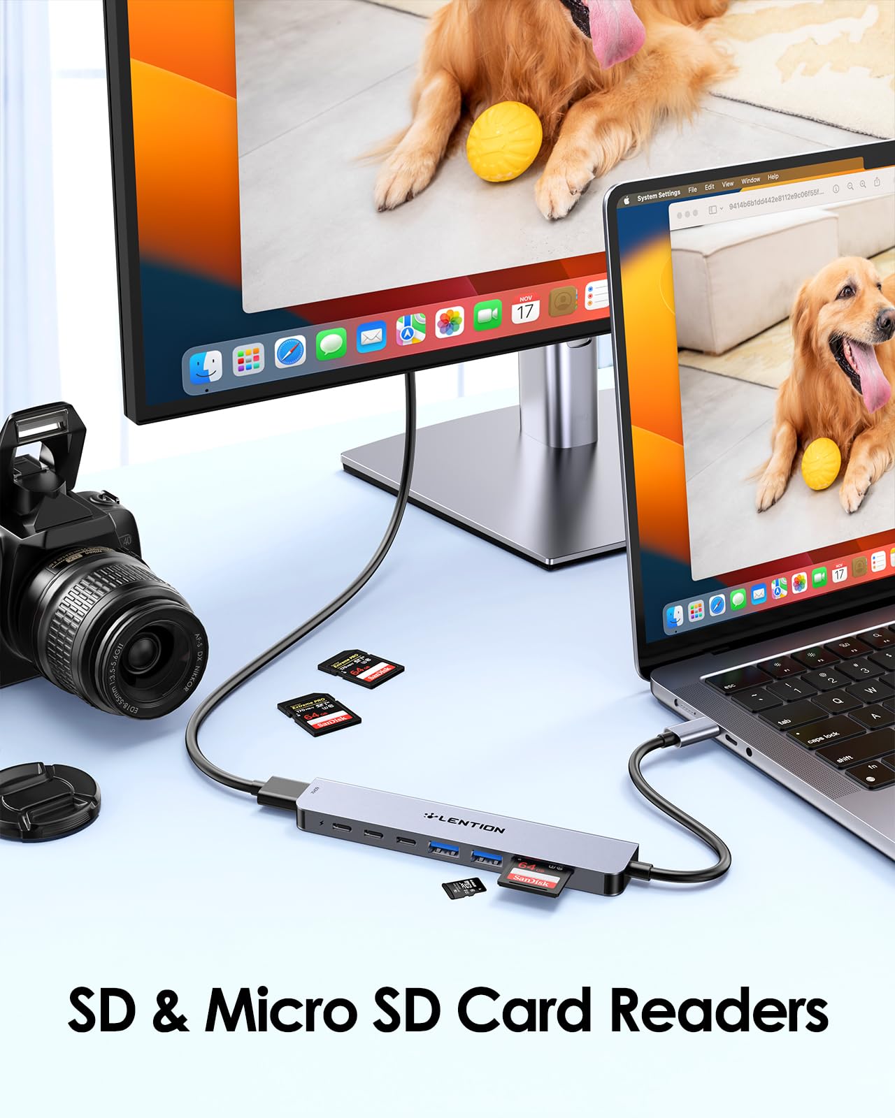Lention 8 In 1 Usb C Hub With 4K@60Hz Hdmi Adapter, 2 Usb C Data & 2 Usb 3.0 Port, 100W Pd, Sd/Micro Sd Card Reader For 2023 201