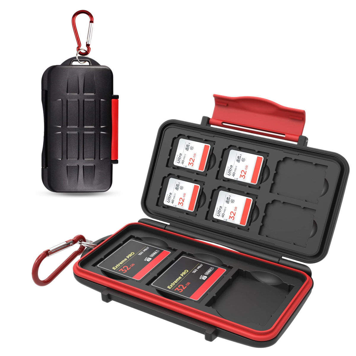 Kiorafoto 9 Slots Professional Water Resistant Anti Shock Holder Storage Sd Sdhc Sdxc Cf Memory Card Case Protector Cover With C