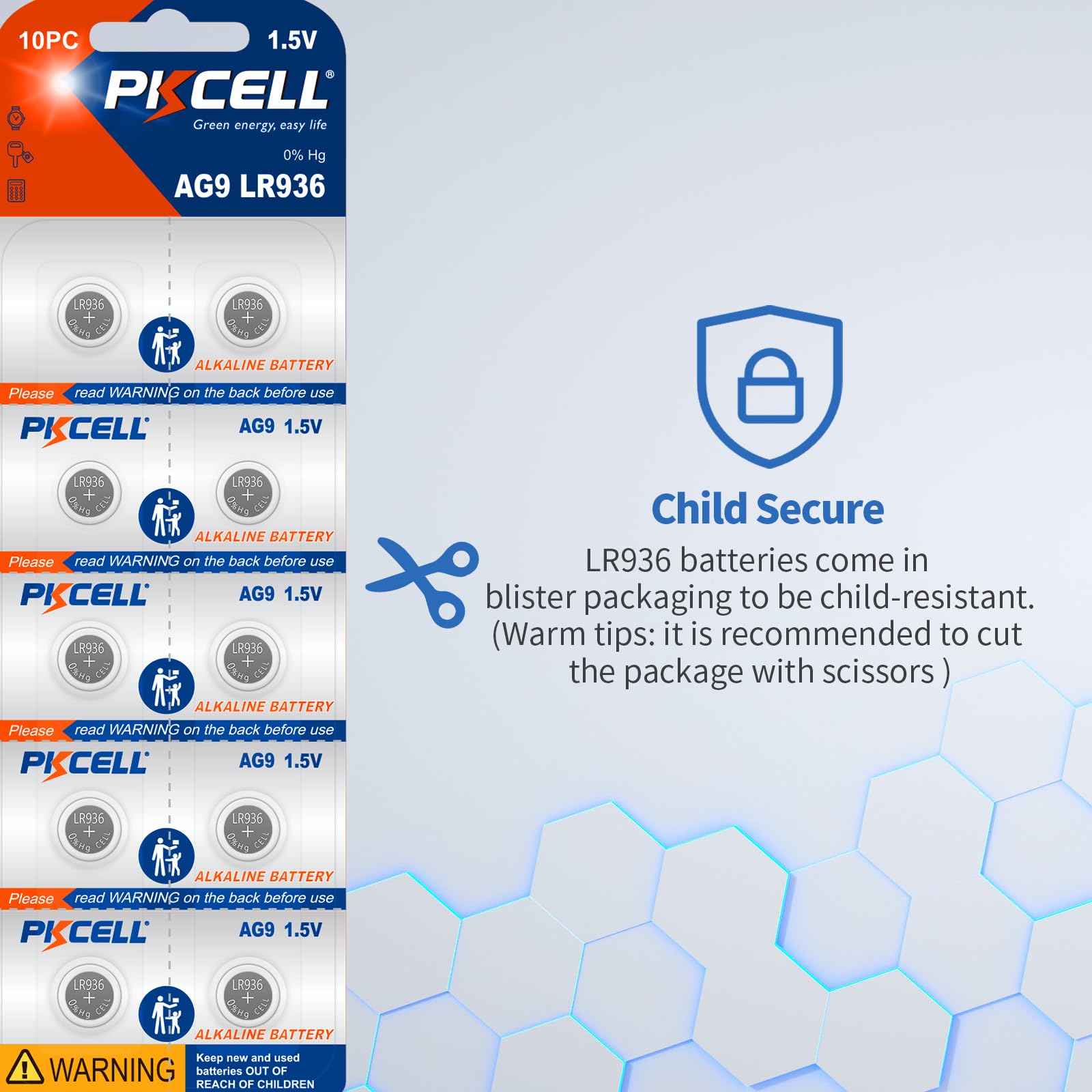 Pkcell 394 380 Watch Battery (40-Pack) Ag9 Lr45 Sr936Sw Battery 1.5V Button Coin Cell Batteries (40 Count (Pack Of 1))